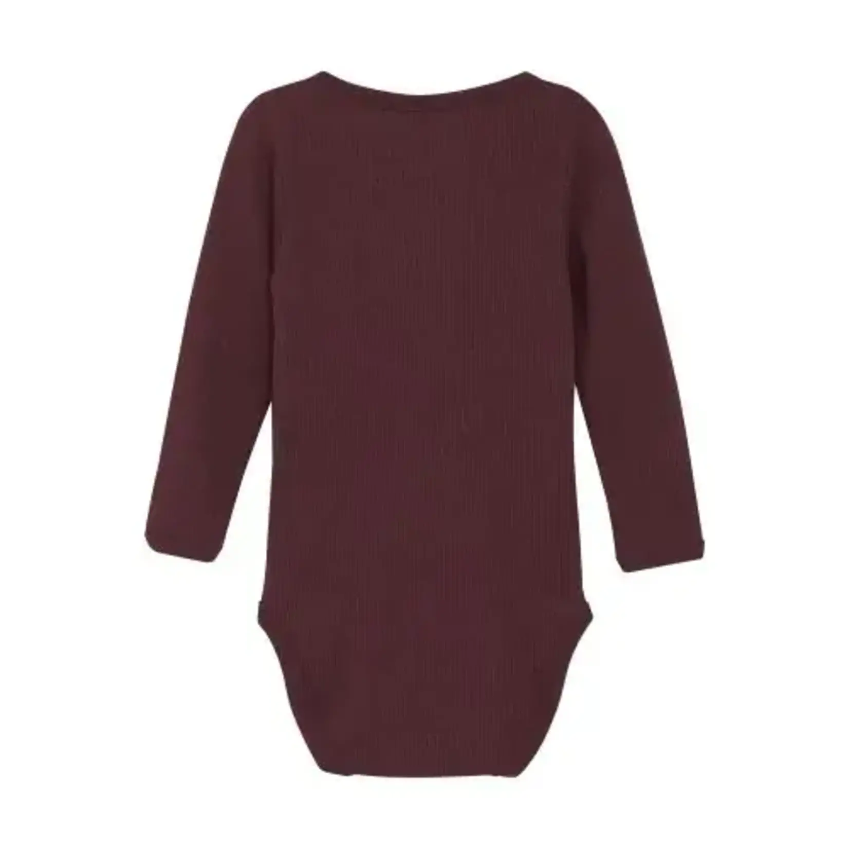 Minymo MINYMO - Long-sleeve onesie in ribbed organic cotton with a henley collar
