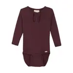 Minymo MINYMO - Long-sleeve onesie in ribbed organic cotton with a henley collar