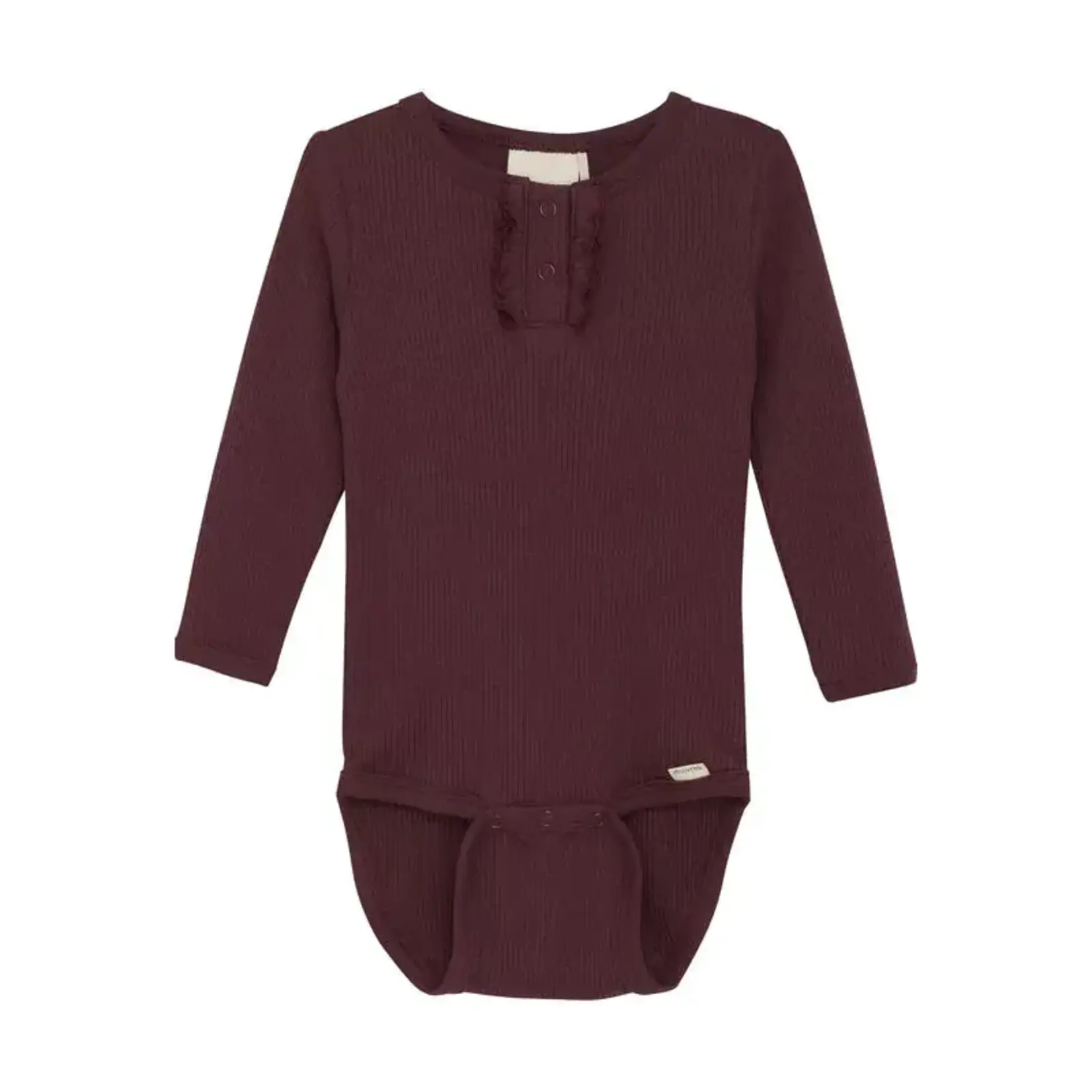 Minymo MINYMO - Long-sleeve onesie in ribbed organic cotton with a henley collar