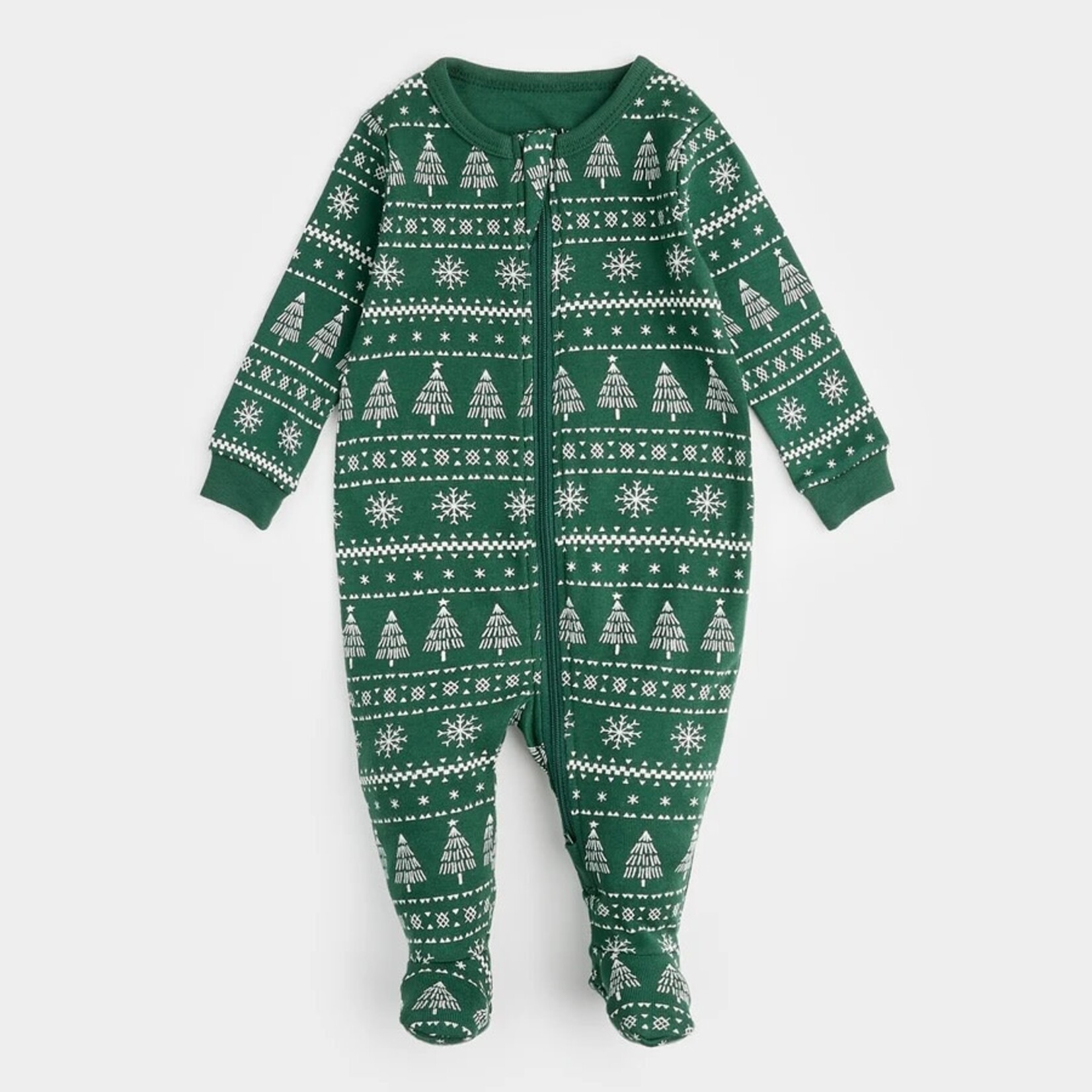 Petit Lem PETIT LEM - Pyjama de bébé vert avec imprimés de sapins