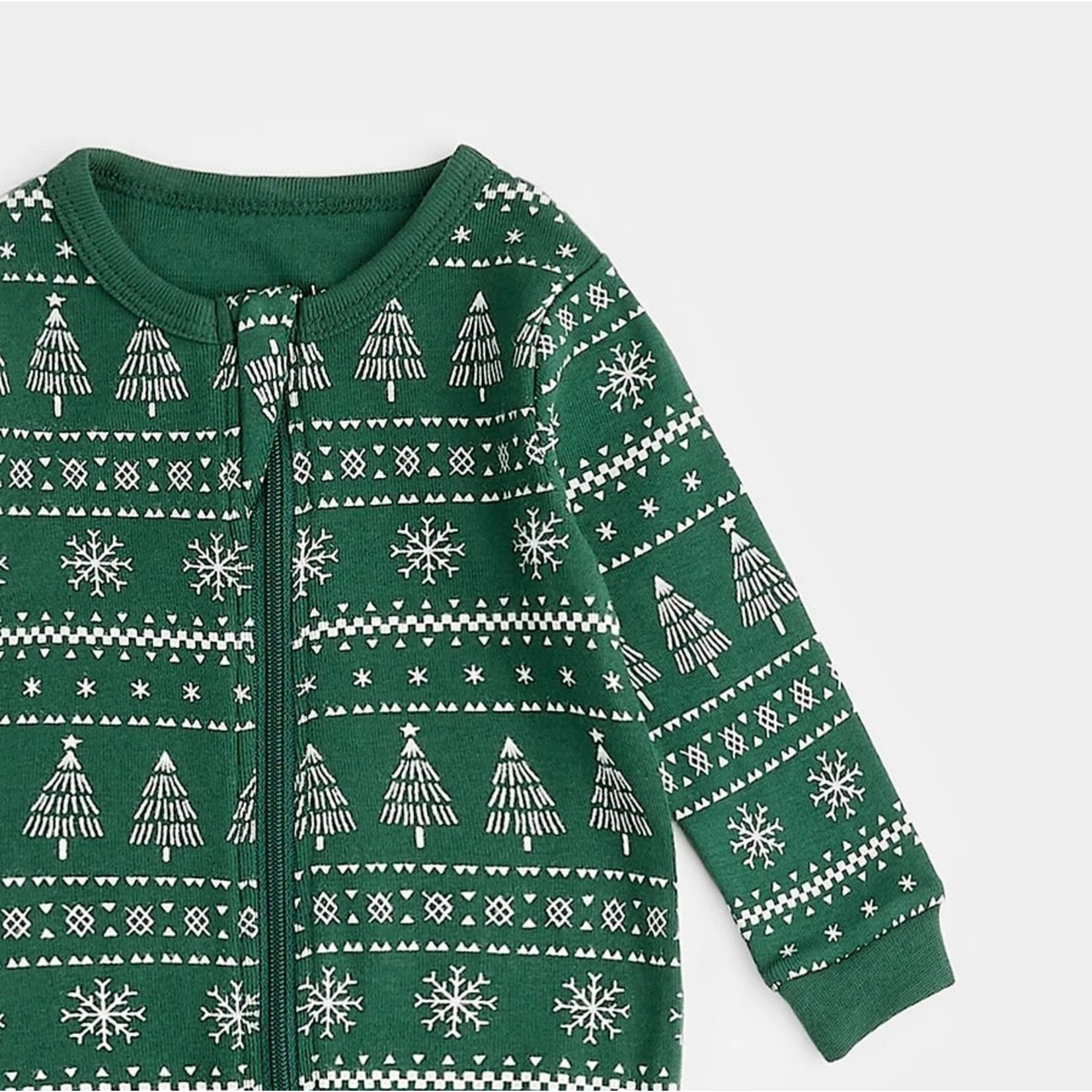Petit Lem PETIT LEM - Pyjama de bébé vert avec imprimés de sapins
