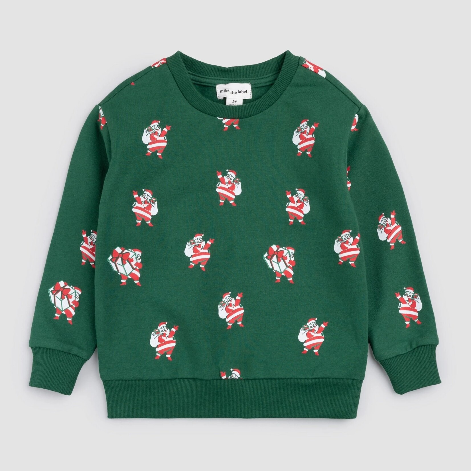 Miles the label MILES THE LABEL - Chandail à manches longues vert foncé avec imprimé de père noël
