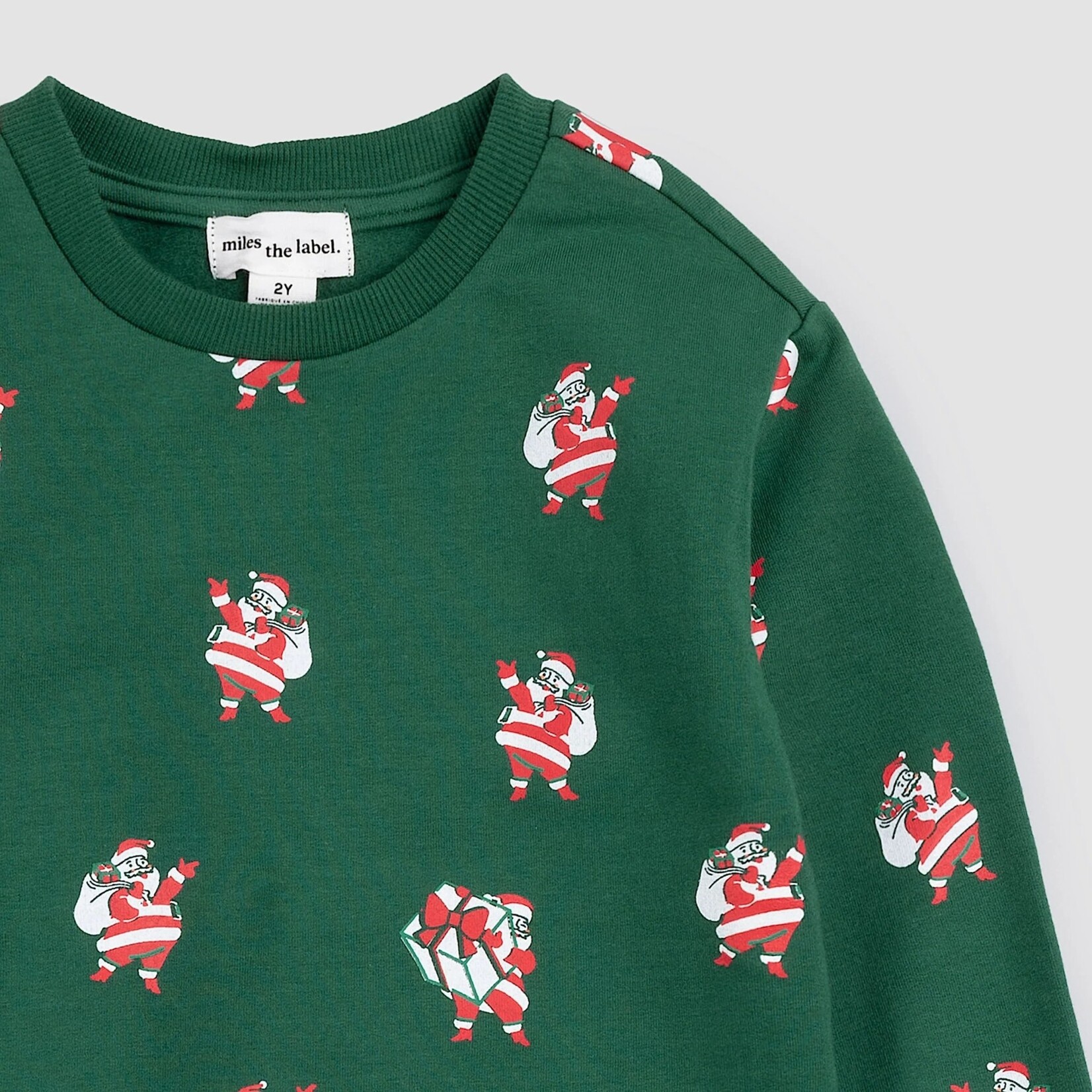 Miles the label MILES THE LABEL - Dark Green Long Sleeve Sweater With Santa Print