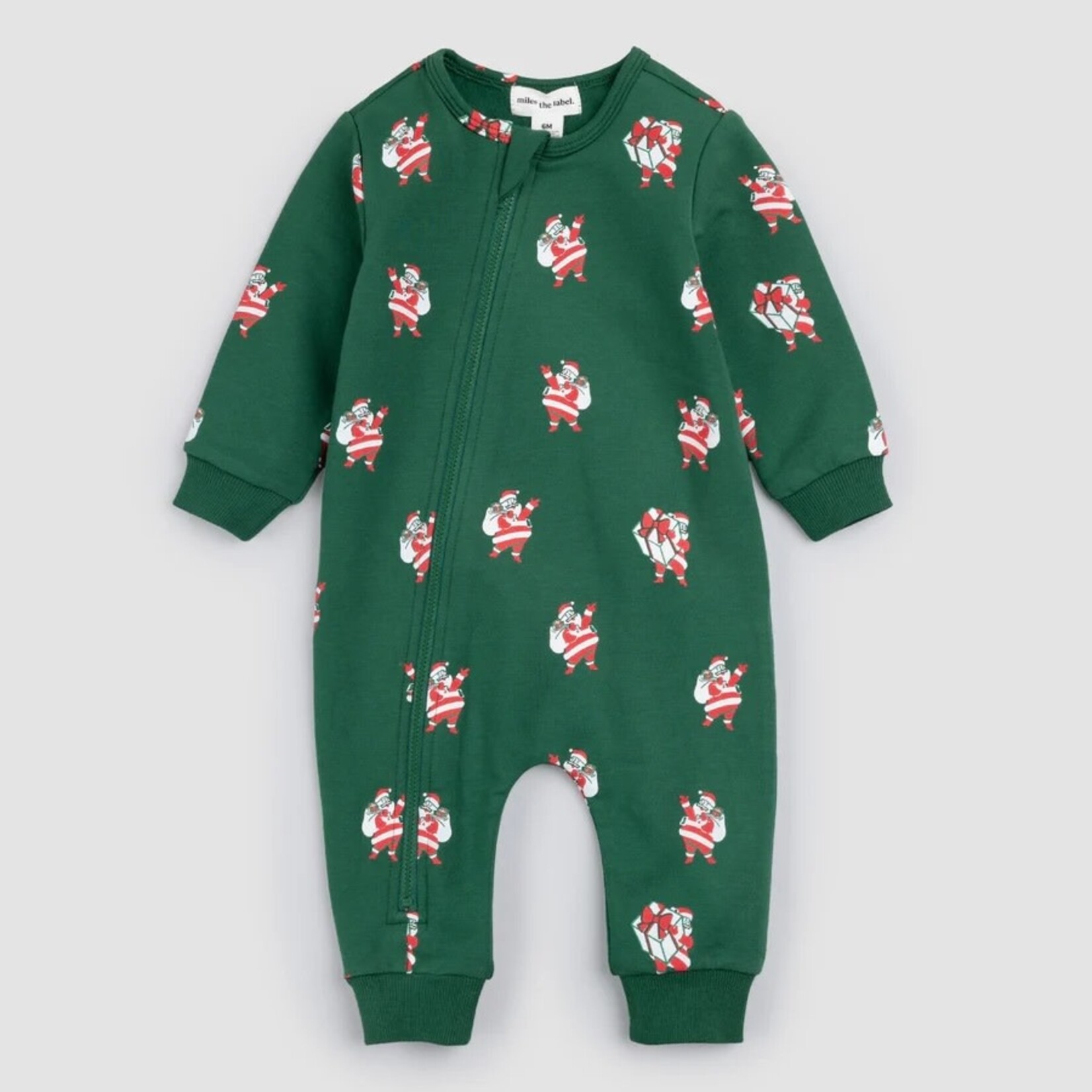 Miles the label MILES THE LABEL - Dark Green Santa Print Long Sleeve Jumpsuit