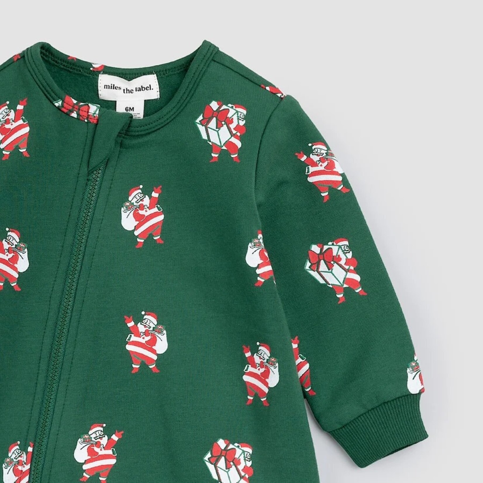 Miles the label MILES THE LABEL - Dark Green Santa Print Long Sleeve Jumpsuit