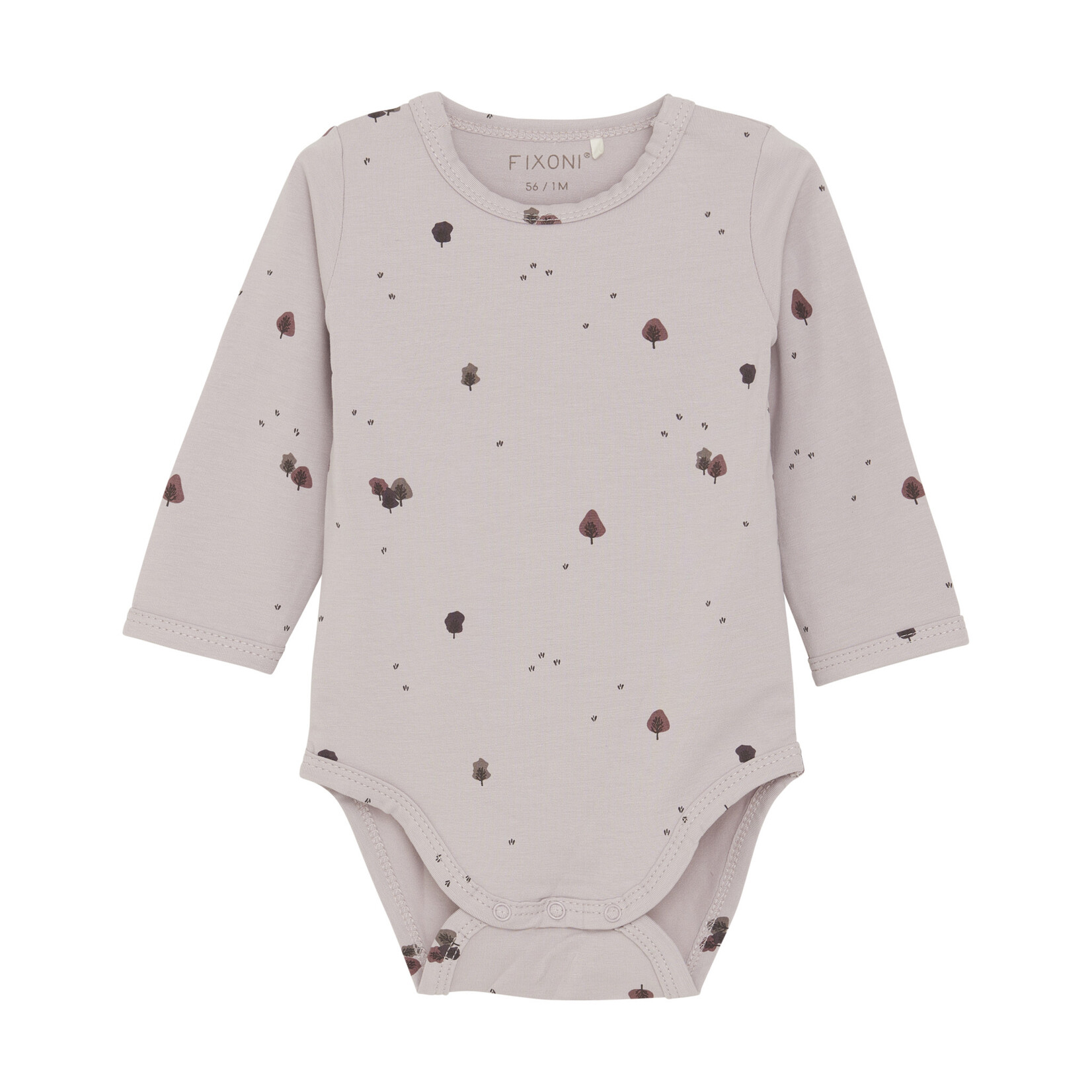 Fixoni FIXONI - Ensemble deux pièces cache-couche mauve clair avec imprimé d'arbres et salopette en velours côtelé mauve foncé