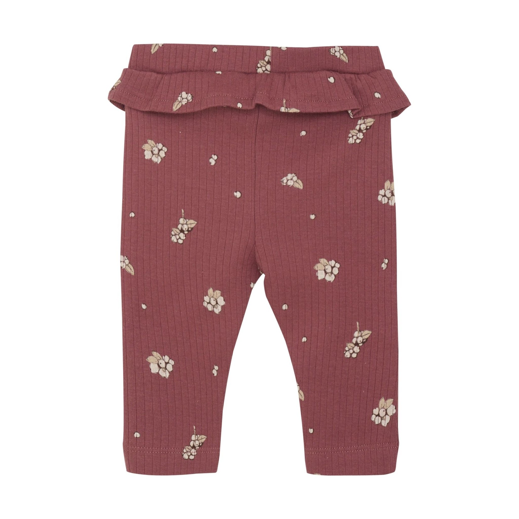 Fixoni FIXONI - Rib leggin in burgundy pink with berry print