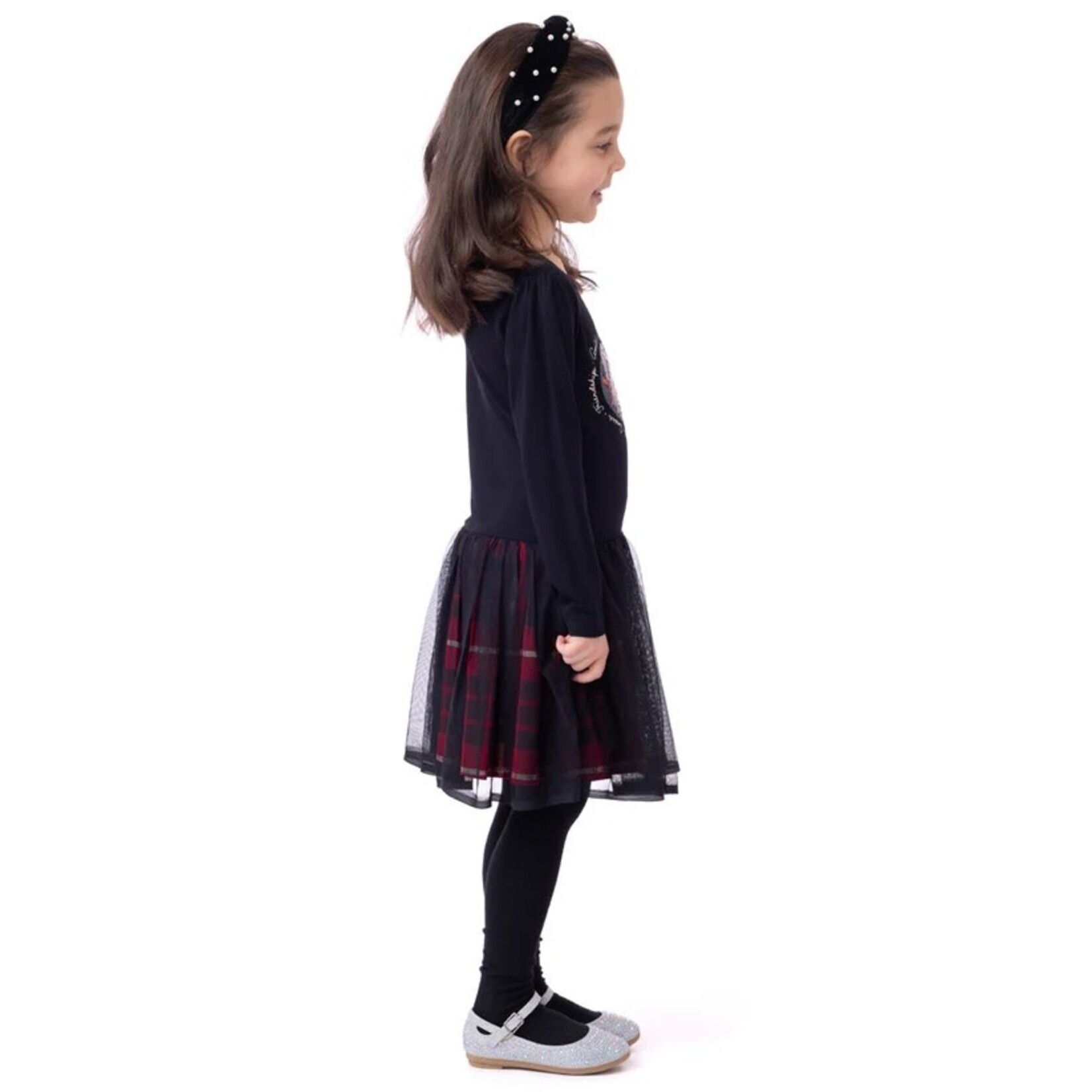 Nanö NANÖ - Black and red long sleeve dress with heart print 'Season to shine'
