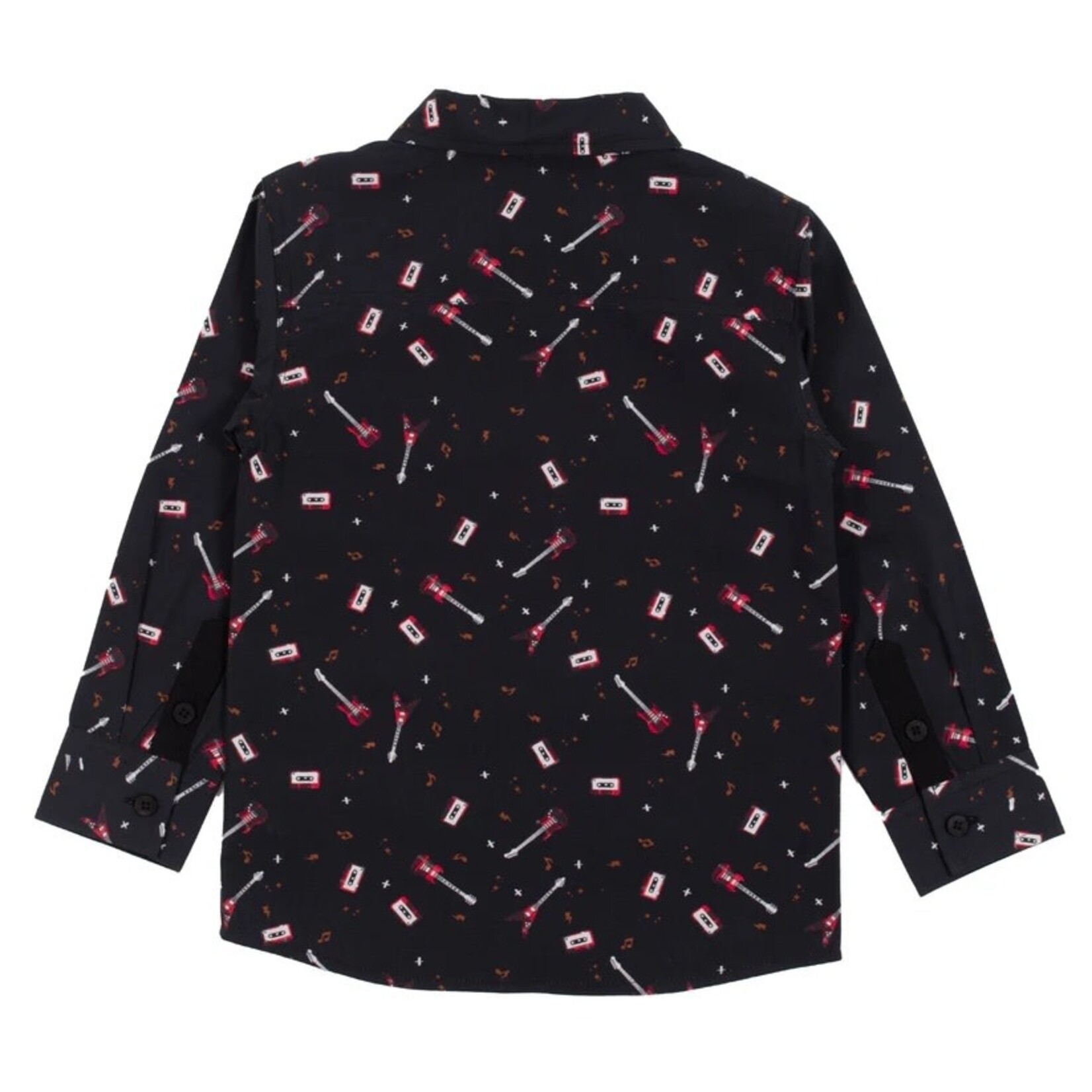 Nanö NANÖ - Black long sleeve shirt with print and removable bow tie 'Mr. Party, here I come'