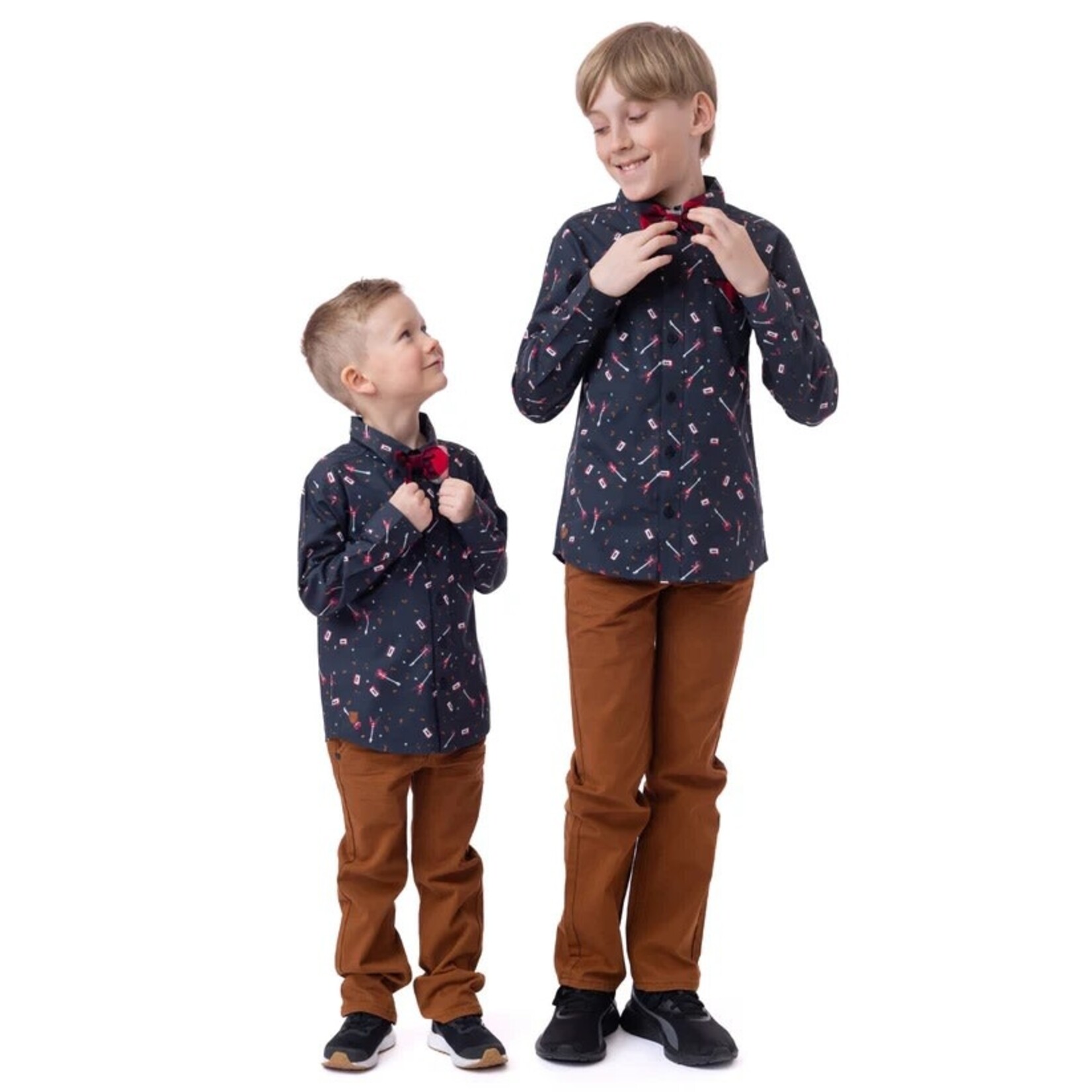 Nanö NANÖ - Chemise à manches longues noir avec imprimé et nœud papillon amovible 'M. Party, me voici'
