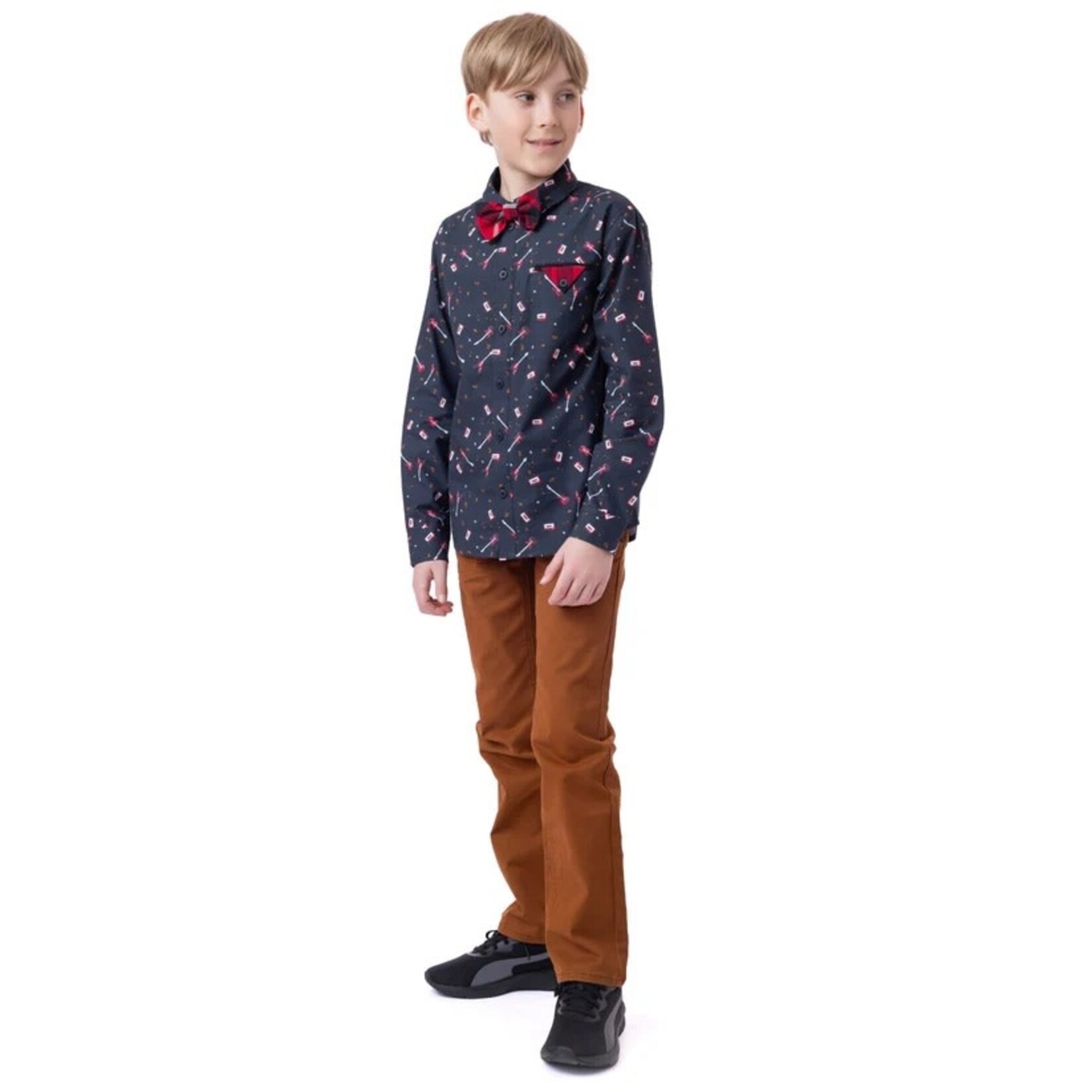 Nanö NANÖ - Chemise à manches longues noir avec imprimé et nœud papillon amovible 'M. Party, me voici'