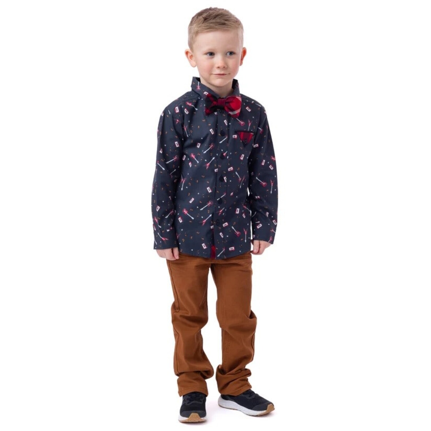 Nanö NANÖ - Chemise à manches longues noir avec imprimé et nœud papillon amovible 'M. Party, me voici'