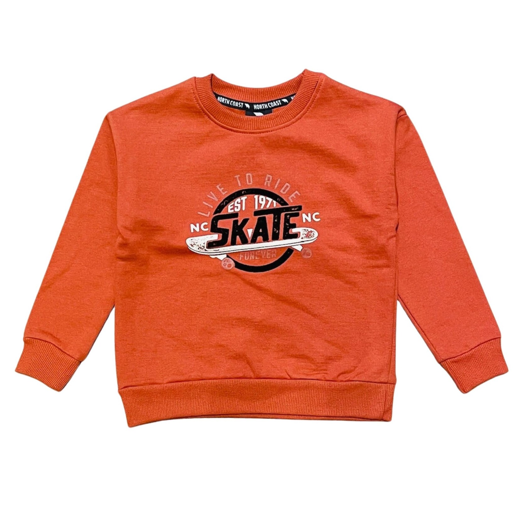 Northcoast NORTHCOAST -  Chandail coton ouaté paprika avec imprimé 'Skate' en velours
