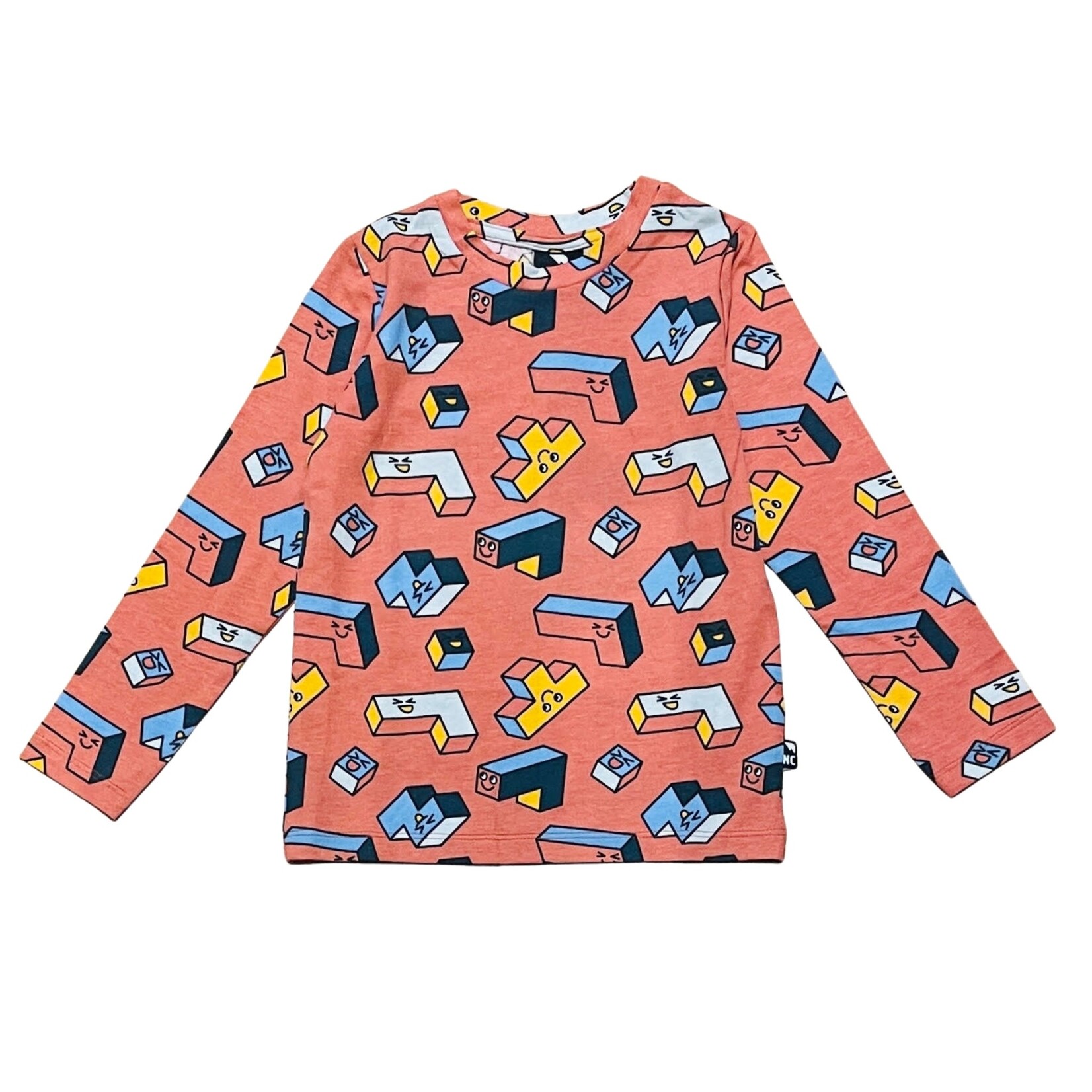 Northcoast  NORTHCOAST - Red-Orange Longsleeve T-Shirt with Smiley Block Print