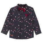 Nanö NANÖ - Chemise à manches longues noir avec imprimé et nœud papillon amovible 'M. Party, me voici'