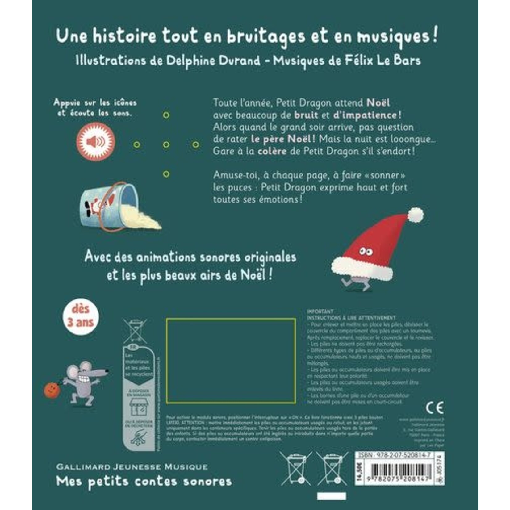 Gallimard Jeunesse (Éditions) GALLIMARD JEUNESSE -  Mes petits contes sonores - Le Noël de Petit Dragon (In French)