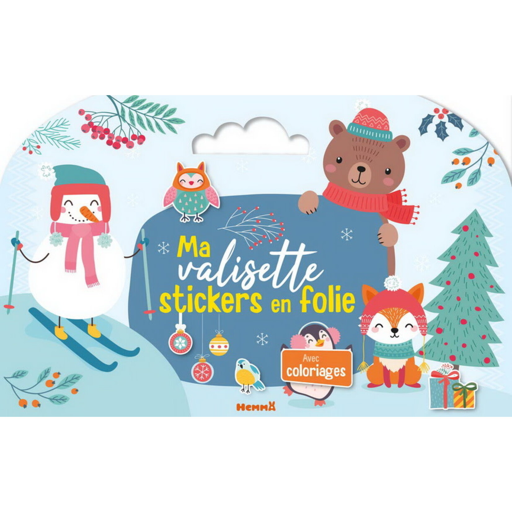 Hemma (Éditions) HEMMA - Christmas-themed colouring and sticker suitcase-shaped book