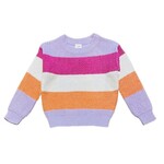 Mandarine & Co. MANDARINE & CO. - Chandail en tricot avec bandes colorées lilas, fuschia, crème et orange