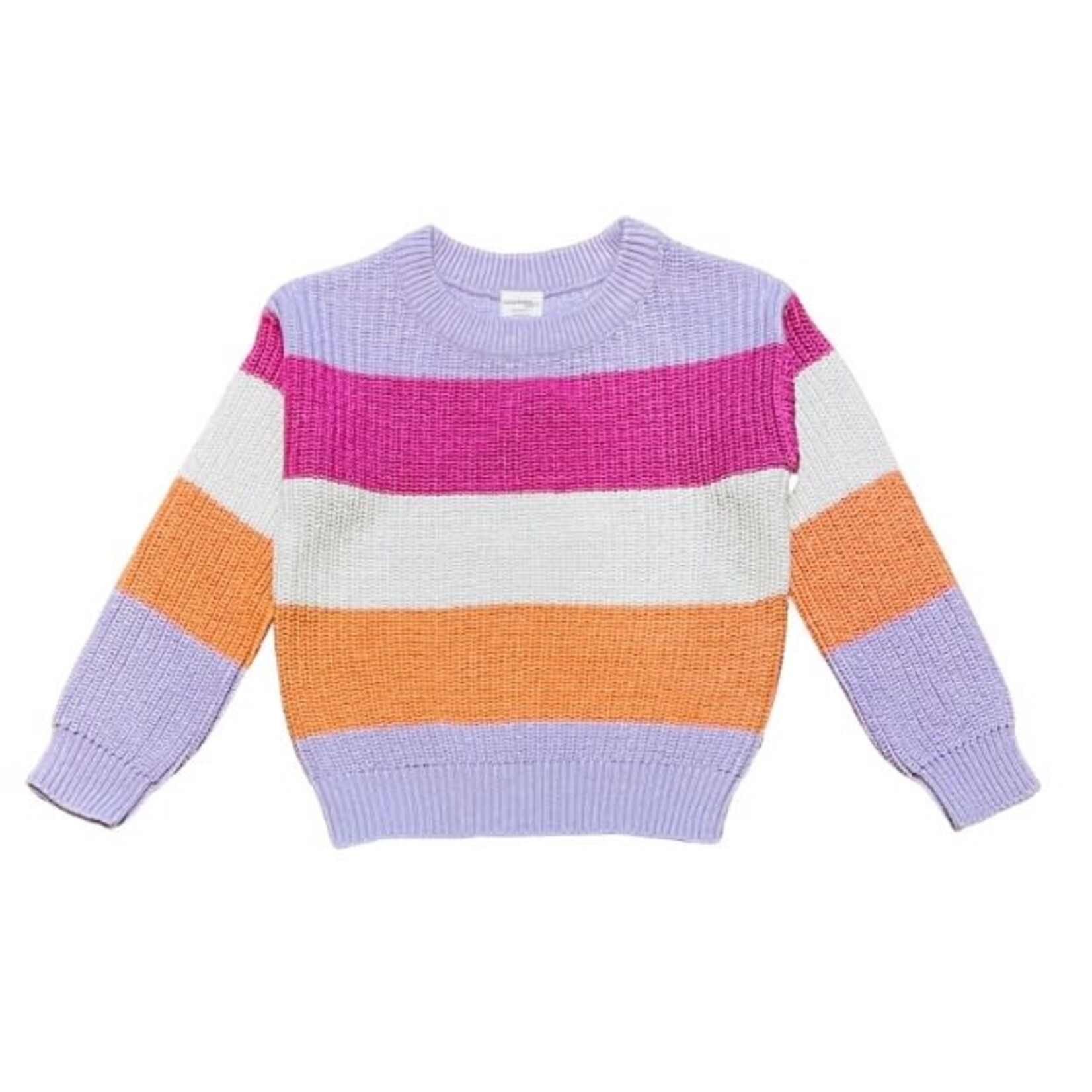 Mandarine & Co. MANDARINE & CO. - Chandail en tricot avec bandes colorées lilas, fuschia, crème et orange