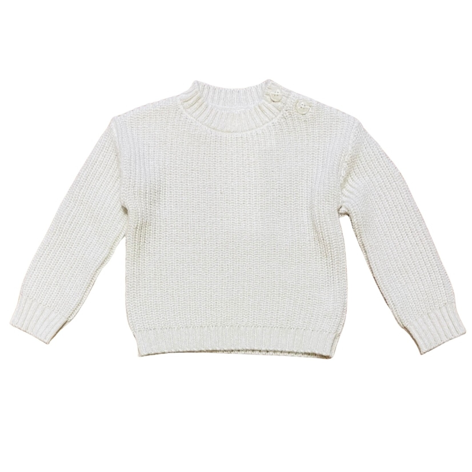 Mandarine & Co. MANDARINE & CO. - Chandail en tricot crème avec mailles scintillantes et boutons à l'épaule