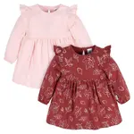 Gerber GERBER - 2-piece set of dresses in pink and leaf print