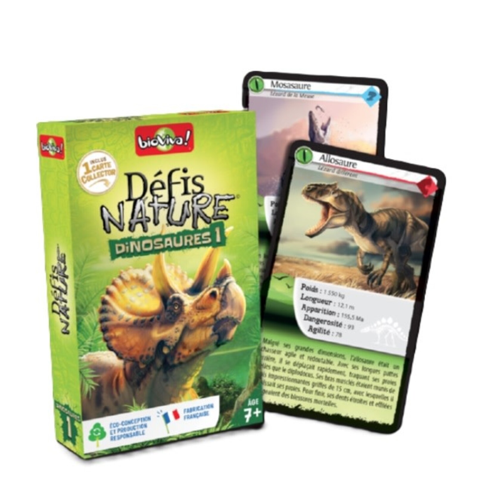 Djeco DJECO - Card game 'Défi-Nature - Dinosaures 1 VERT' - In French
