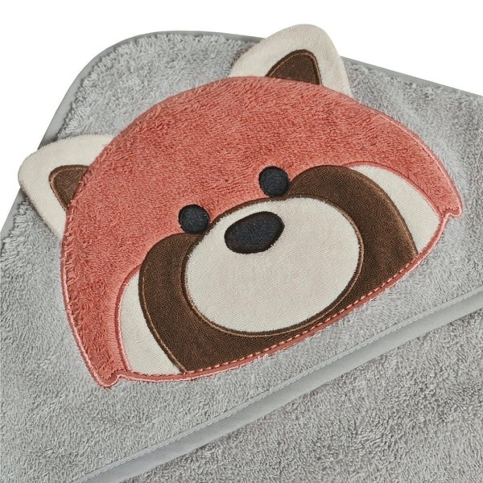 Perlimpinpin PERLIMPINPIN - Taupe hooded bath towel 'Red Panda'