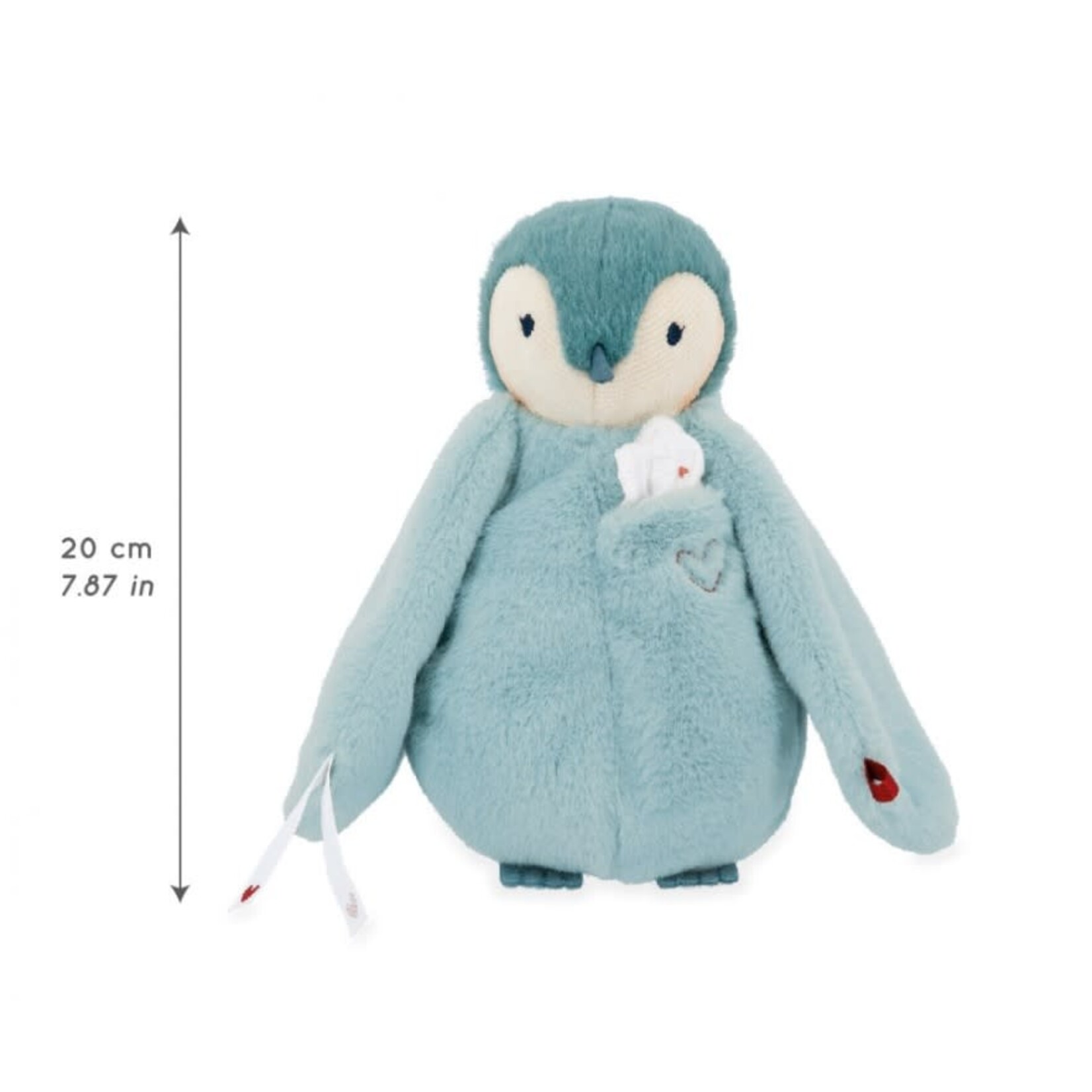 Kaloo KALOO - Peluche à bisous avec doudou dans la poche - Manchot vert/bleu