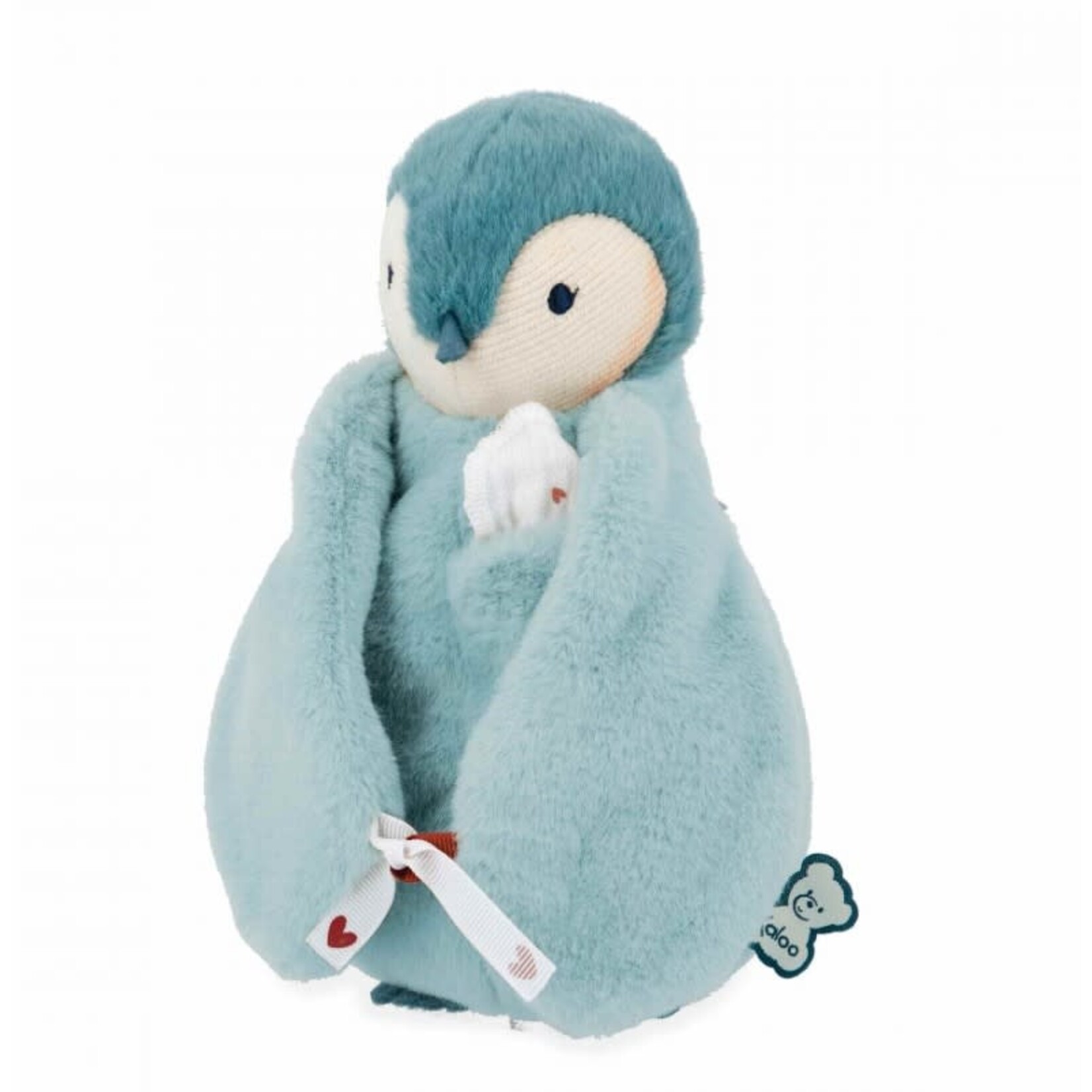 Kaloo KALOO - Peluche à bisous avec doudou dans la poche - Manchot vert/bleu