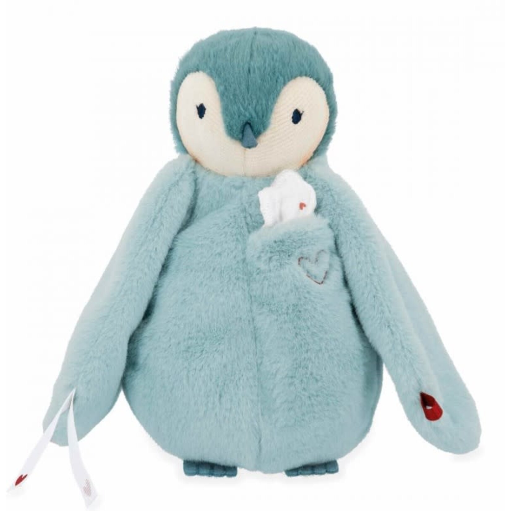 Kaloo KALOO - Peluche à bisous avec doudou dans la poche - Manchot vert/bleu