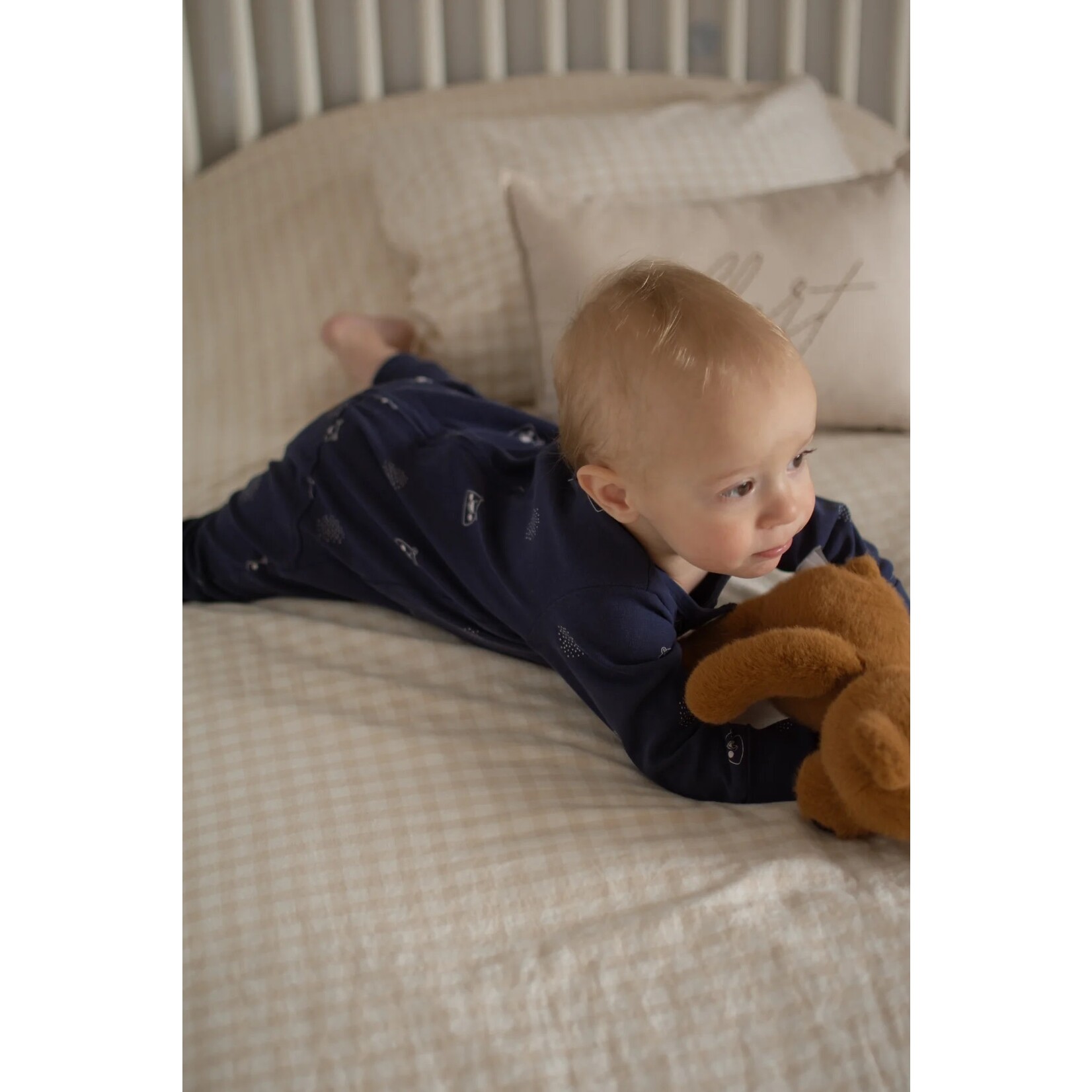 Kim et Joe KimEtJo - Navy blue  evolutive onesie with polar bear print