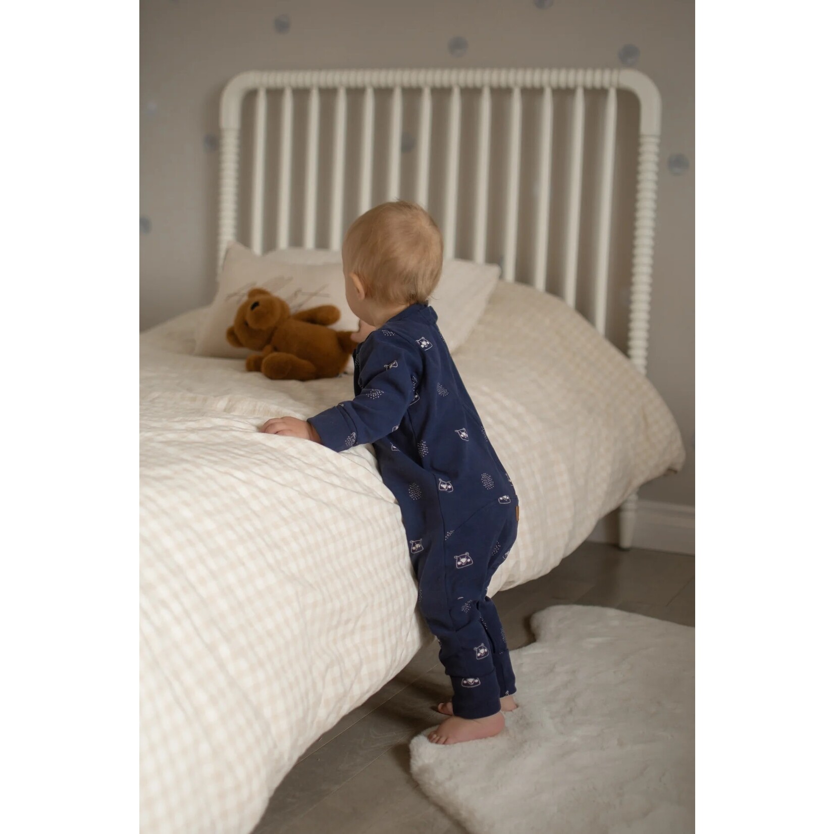 Kim et Joe KimEtJo - Navy blue  evolutive onesie with polar bear print