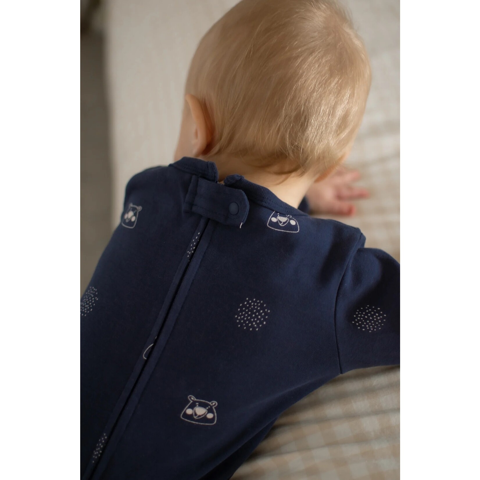 Kim et Joe KimEtJo - Navy blue  evolutive onesie with polar bear print