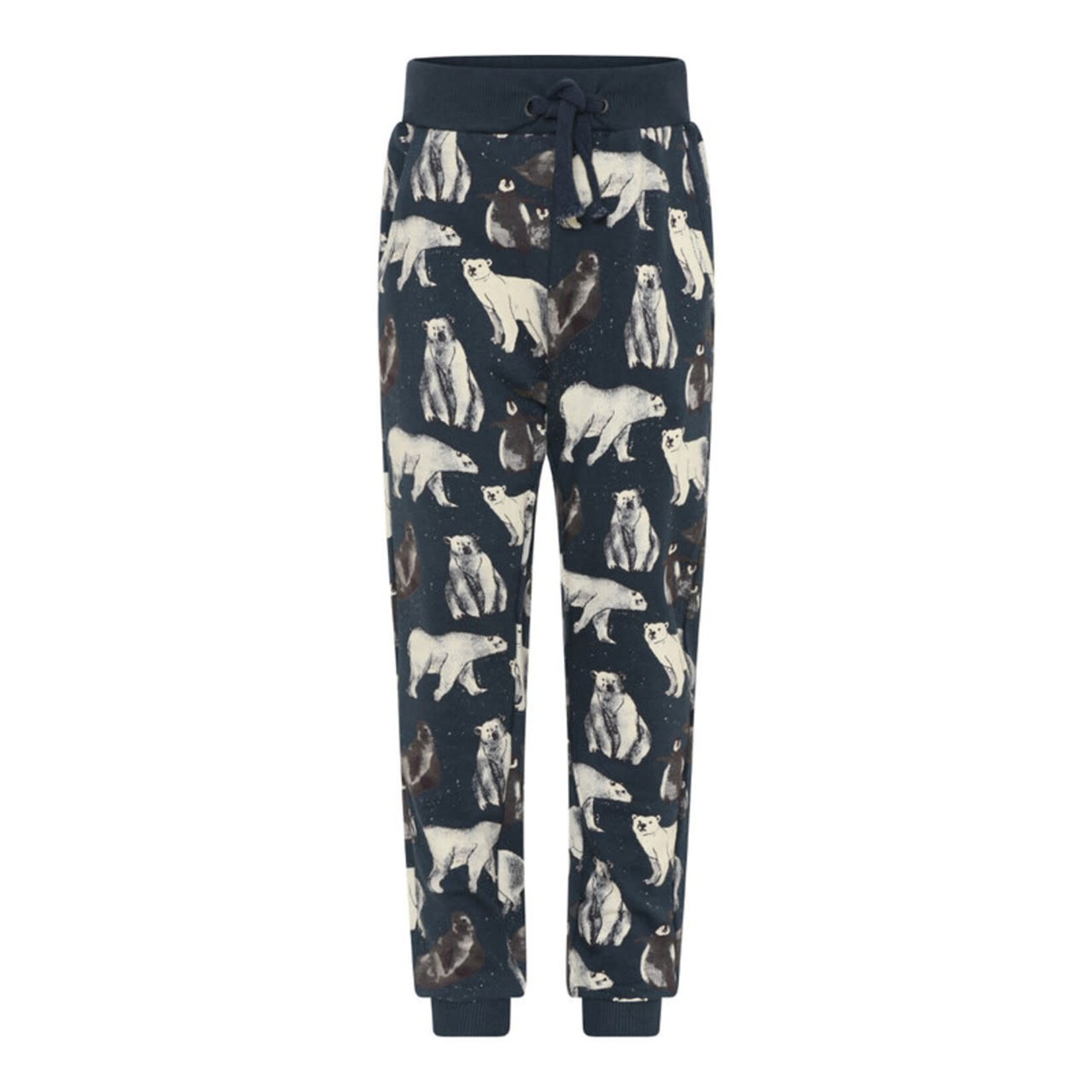 Minymo MINYMO-  Navy jogging pants with all-over polar bear and seal print