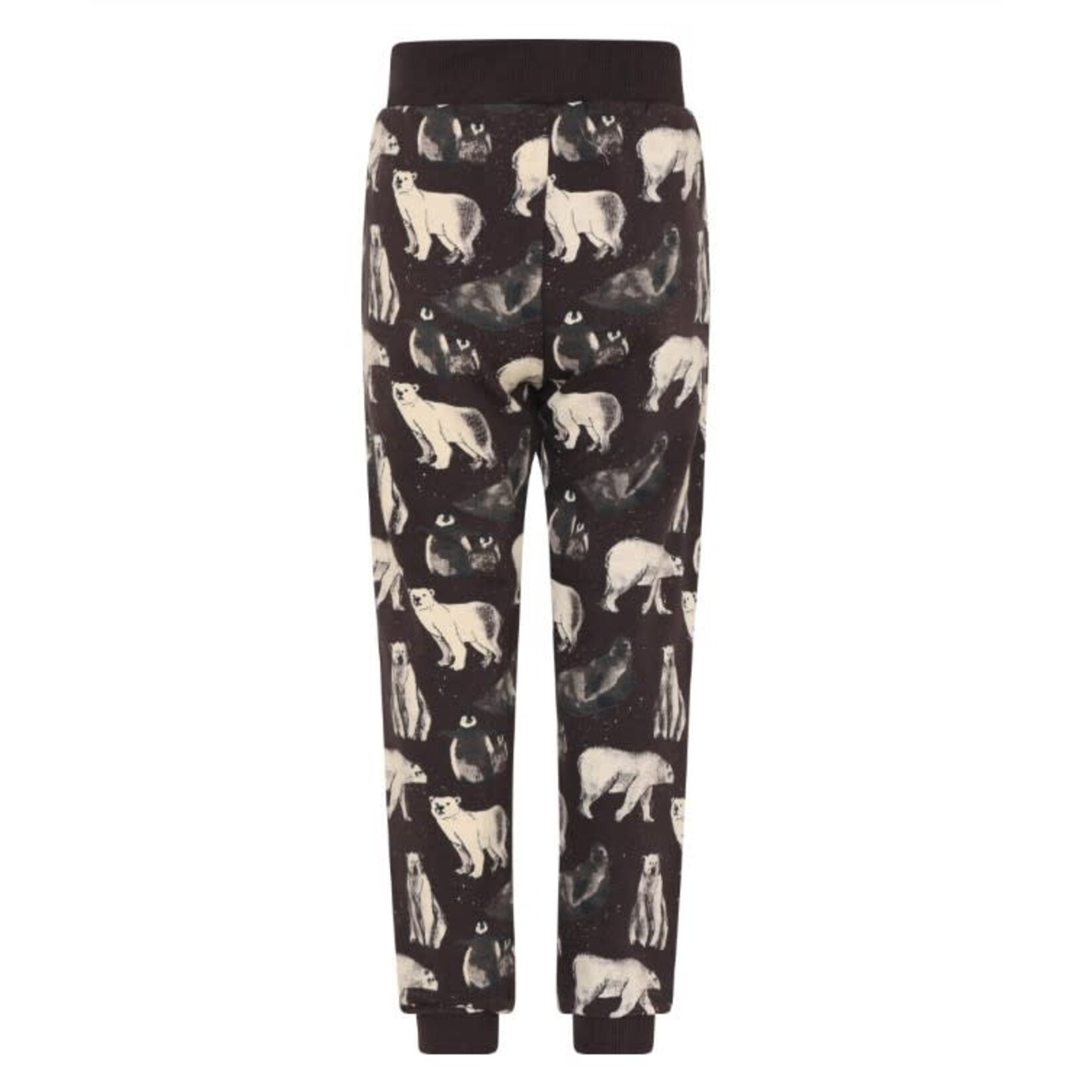 Minymo MINYMO-  Dark brown jogging pants with all-over polar bear and seal print