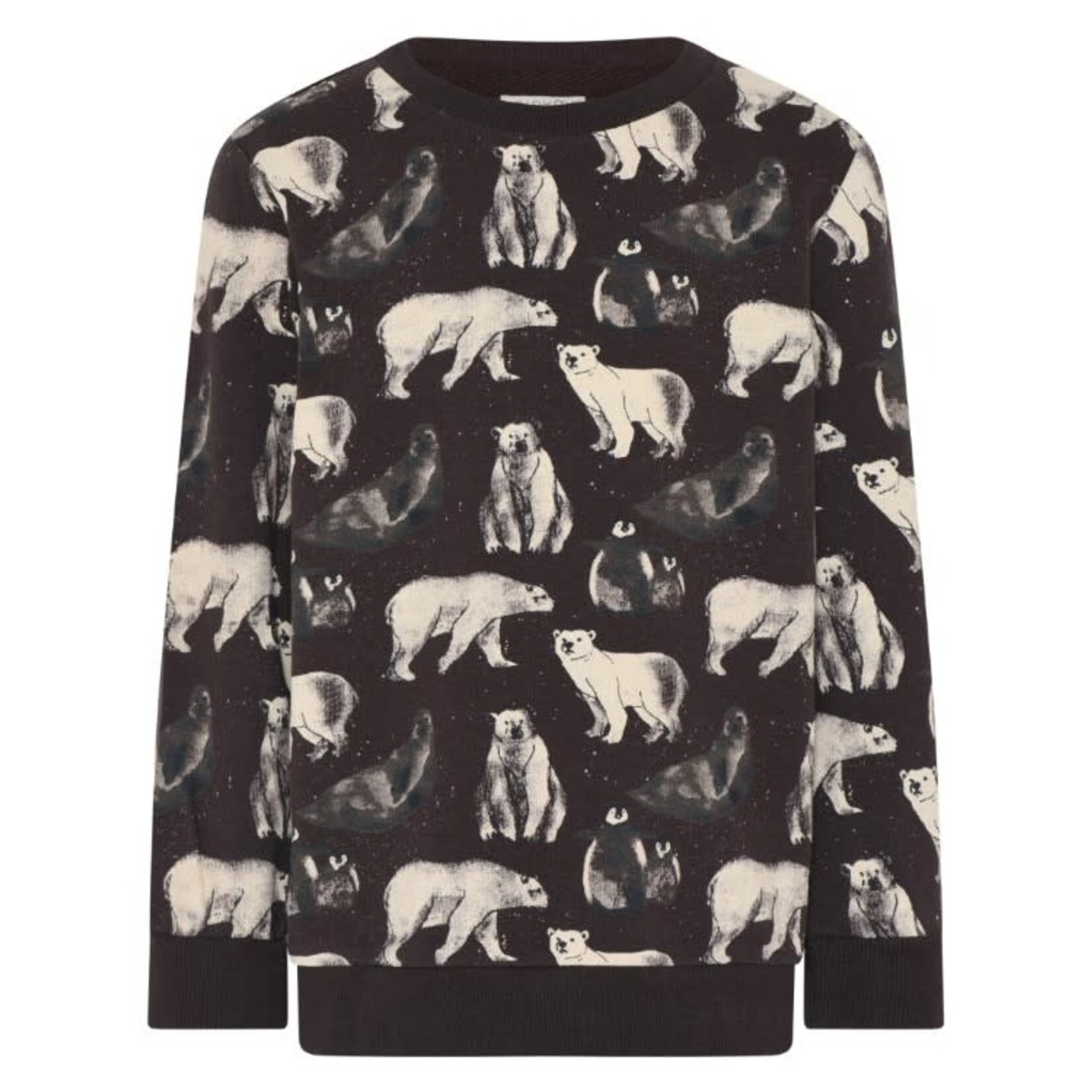 Minymo MINYMO- Dark brown sweatshirt with polar bear and seal print