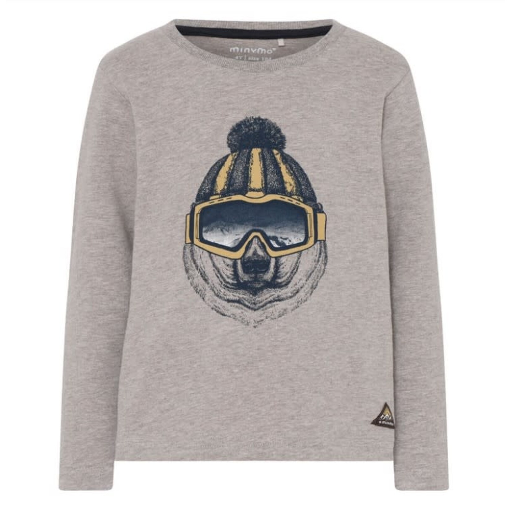 Minymo MINYMO - Sand coloured long-sleeved t-shirt with polar bear wearing ski goggles print