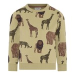 Minymo MINYMO- Khaki green sweatshirt with savannah animal print