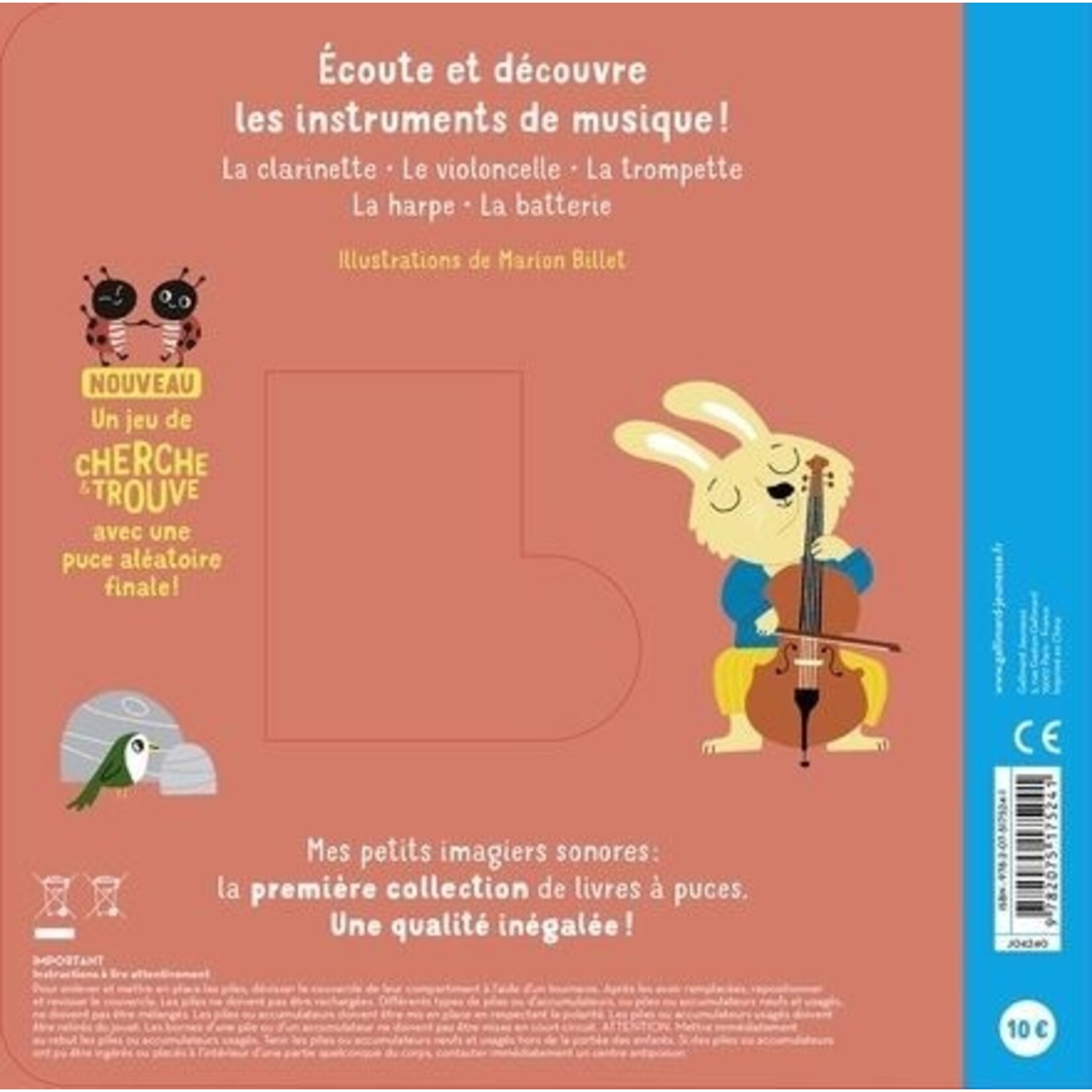 Gallimard Jeunesse (Éditions) GALLIMARD JEUNESSE -  Mes petits imagiers sonores 'Mes instruments vol.2' (avec cherche et trouve)(In French)