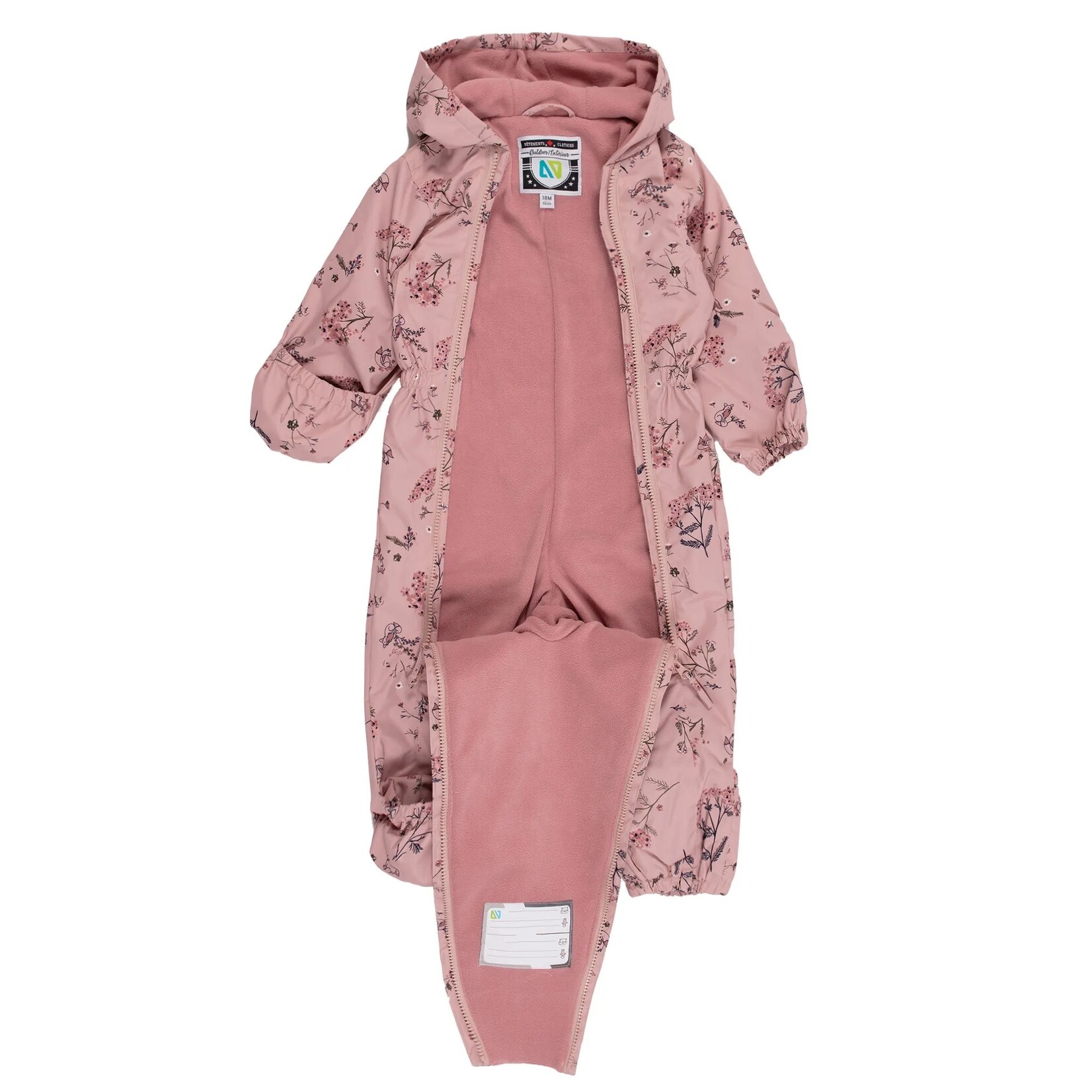 Nanö NANÖ - Spring/fall outerwear pink one-piece with fox and flower print 'Rosabella'