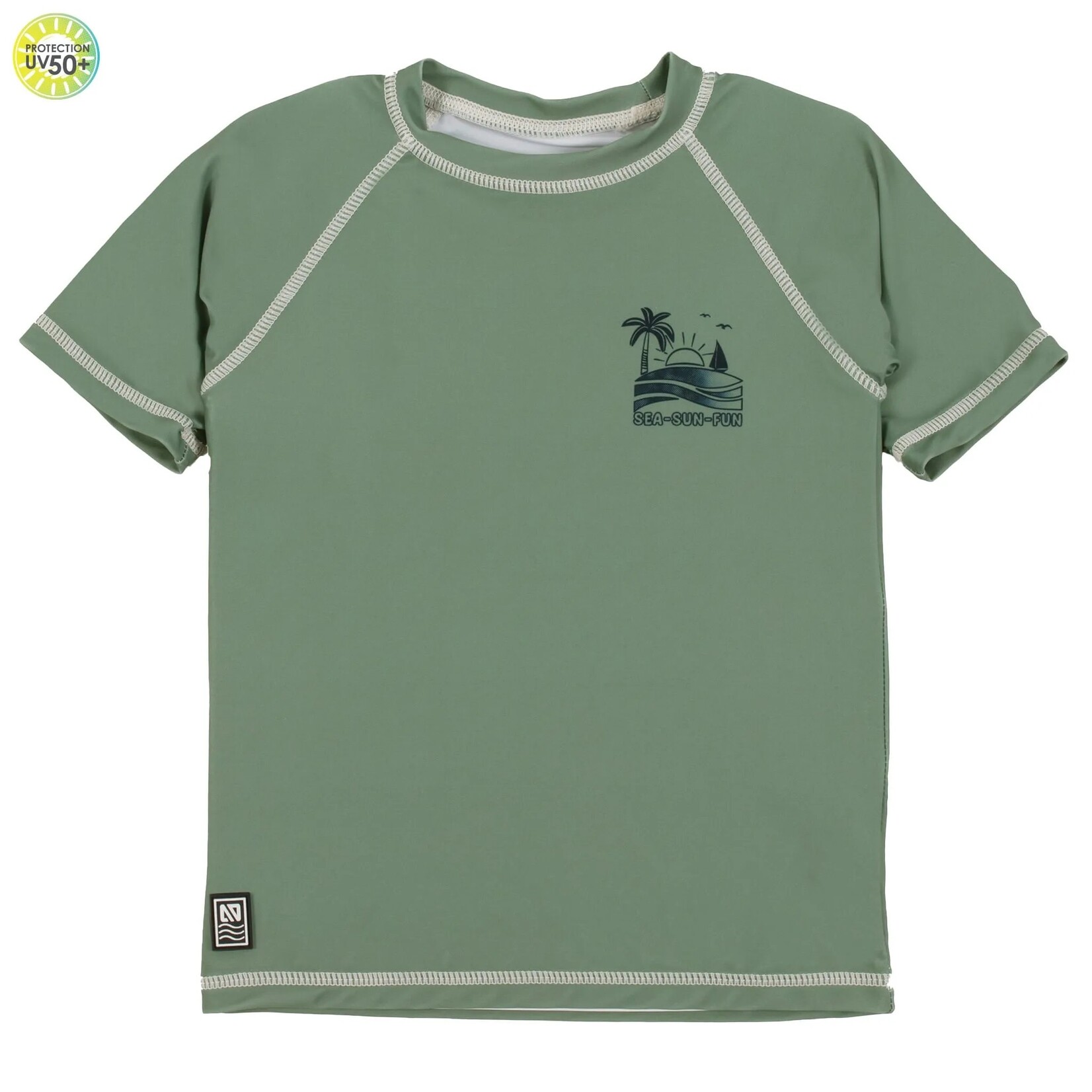 Nanö NANÖ - Short sleeve rashguard /swimming top - Oliver green 'Sea-Sun-Fun'