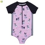 Nanö NANÖ - Navy and lilac one-piece swimsuit with bulldogs