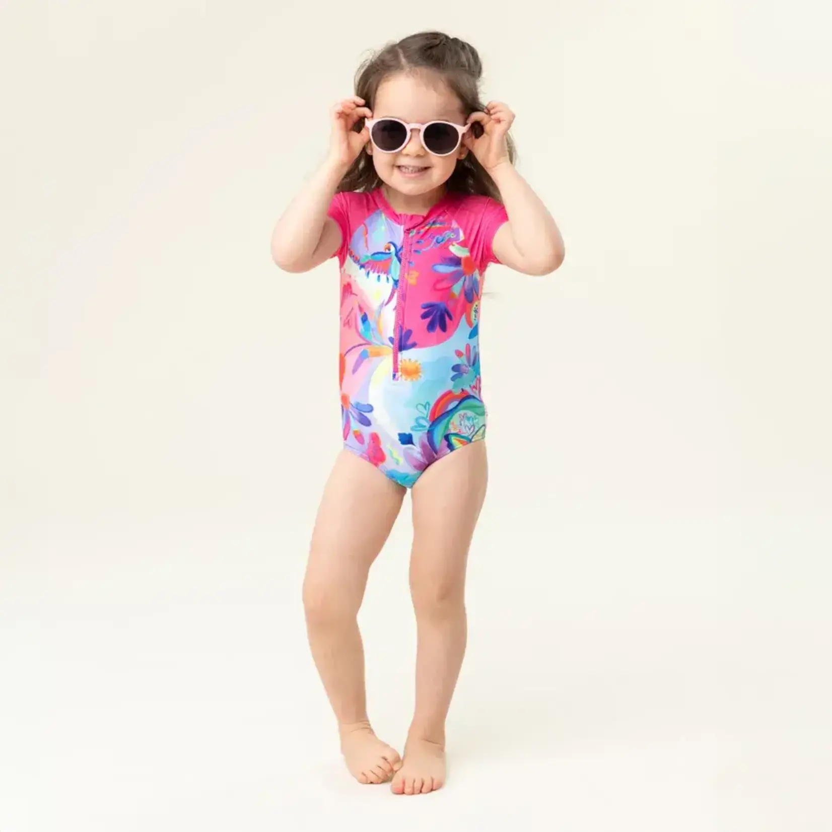 Nanö NANÖ - Maillot UV une-pièce aux couleurs vives à manches courtes avec imprimé fleural