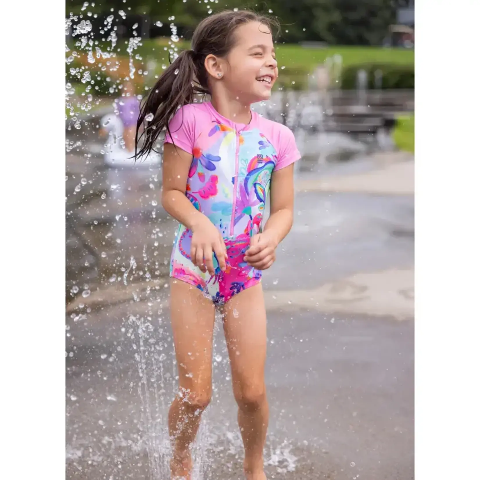 Nanö NANÖ - Maillot UV une-pièce aux couleurs vives à manches courtes avec imprimé fleural