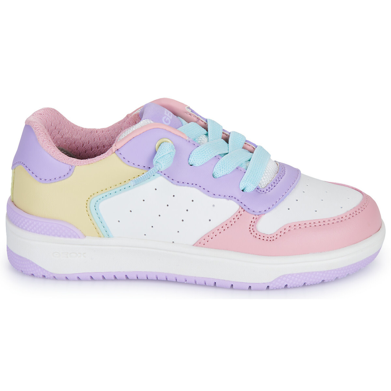 Geox GEOX - Chaussures de cuir synthétique blanc et pastel 'Washiba - Lilas/Jaune'