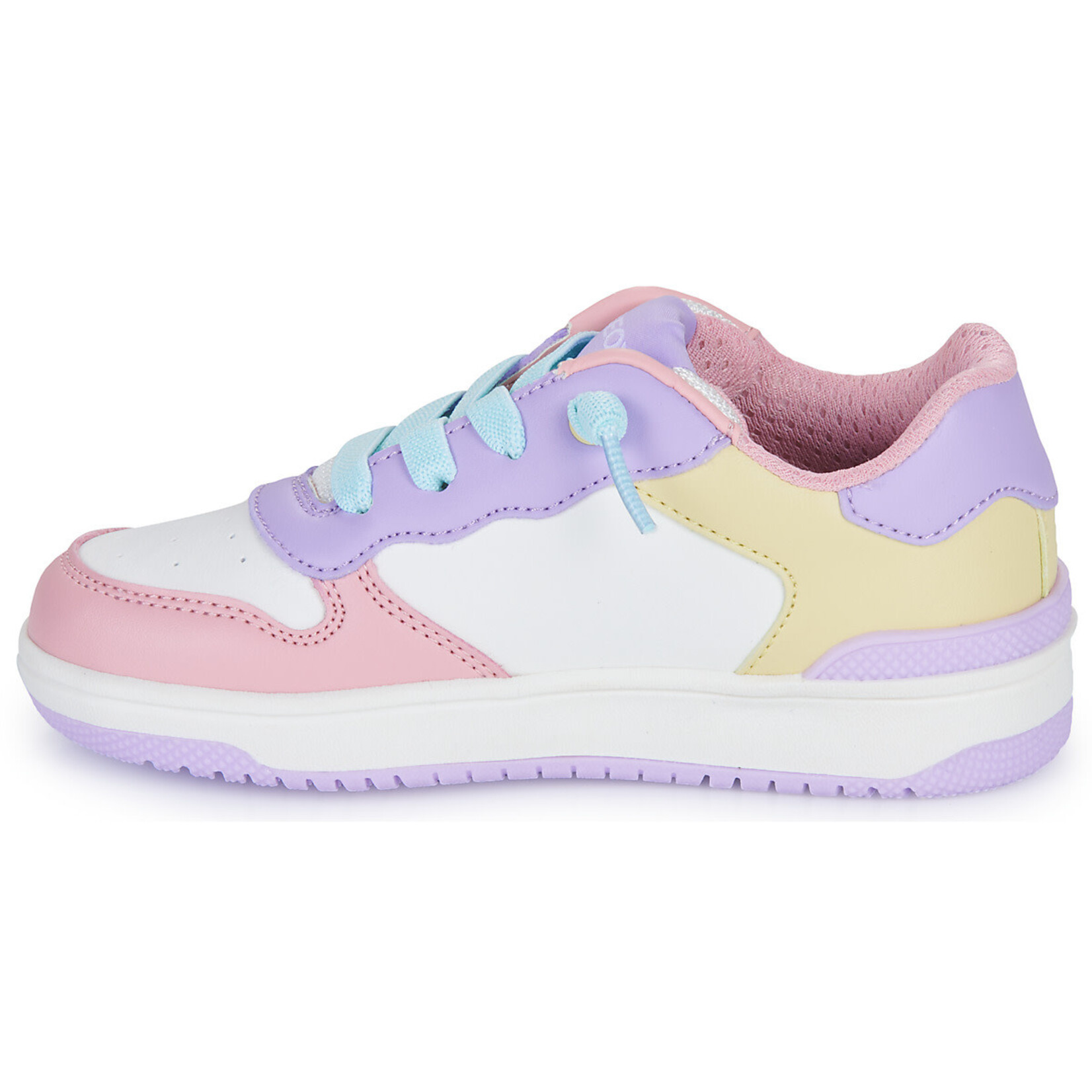 Geox GEOX - Chaussures de cuir synthétique blanc et pastel 'Washiba - Lilas/Jaune'