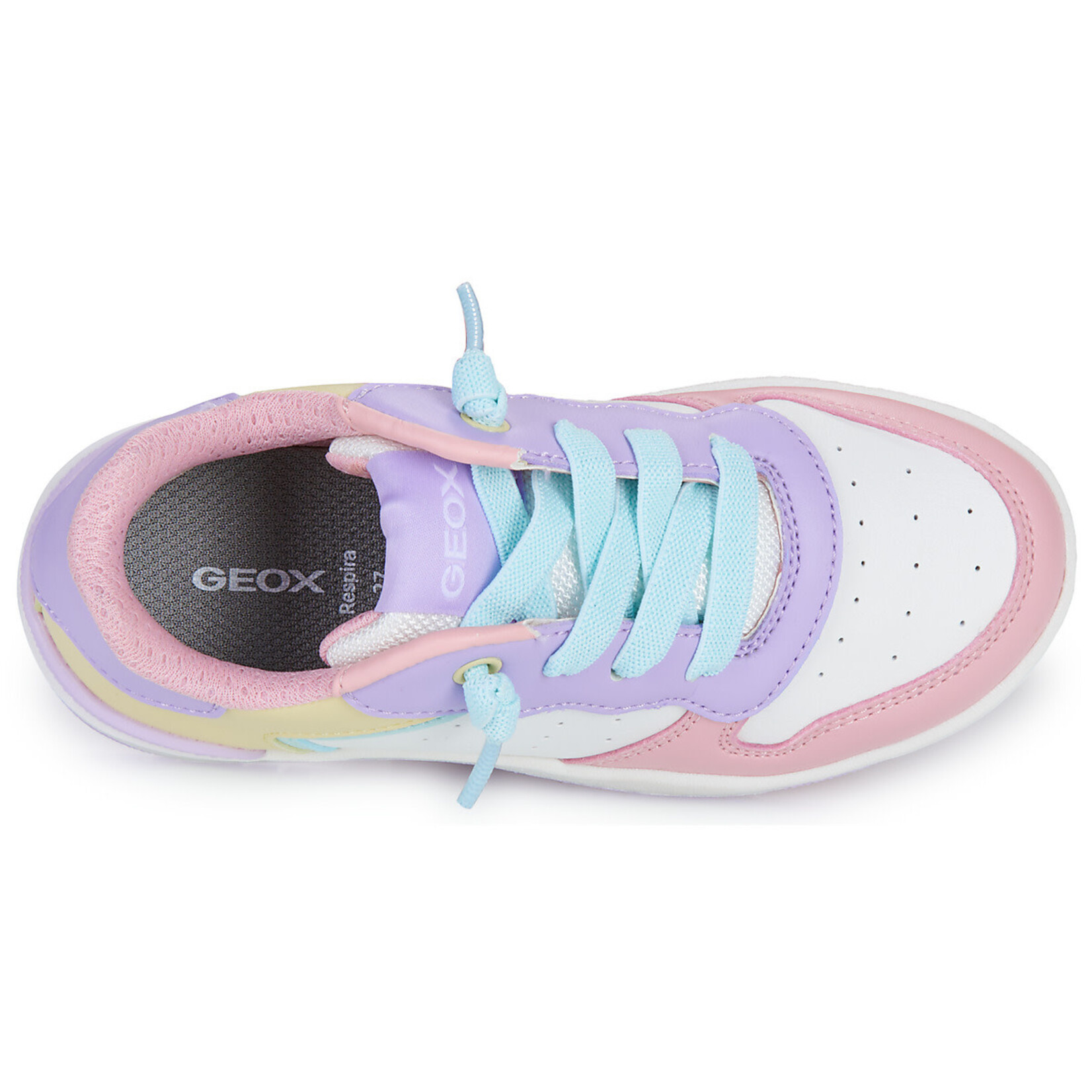 Geox GEOX - Chaussures de cuir synthétique blanc et pastel 'Washiba - Lilas/Jaune'