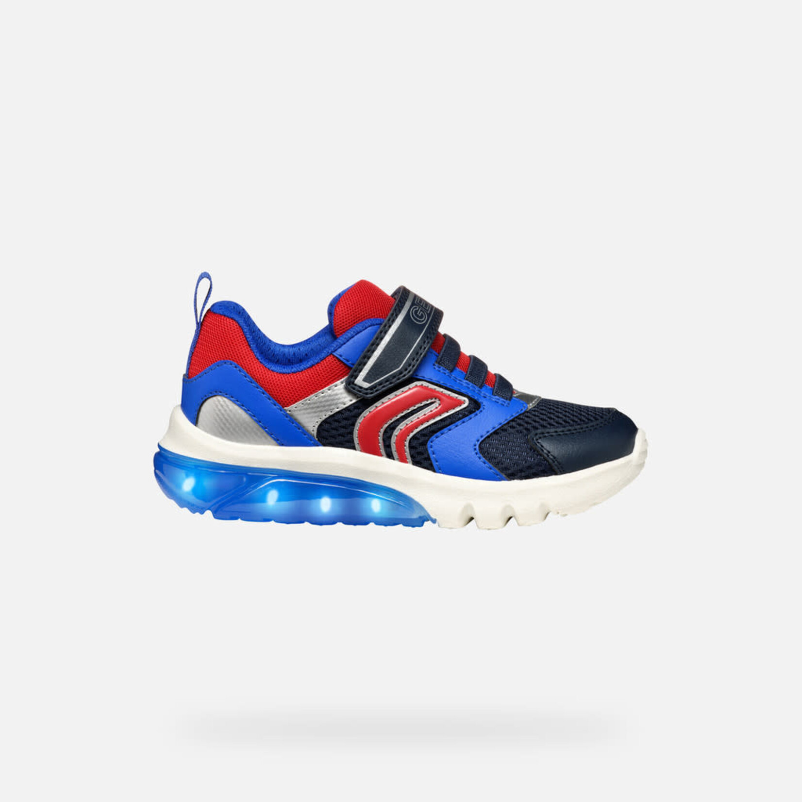 Geox GEOX - Sneaker with luminous sole 'J. Ciberdron C - Mesh + Geobuck' - Navy/Dark Red