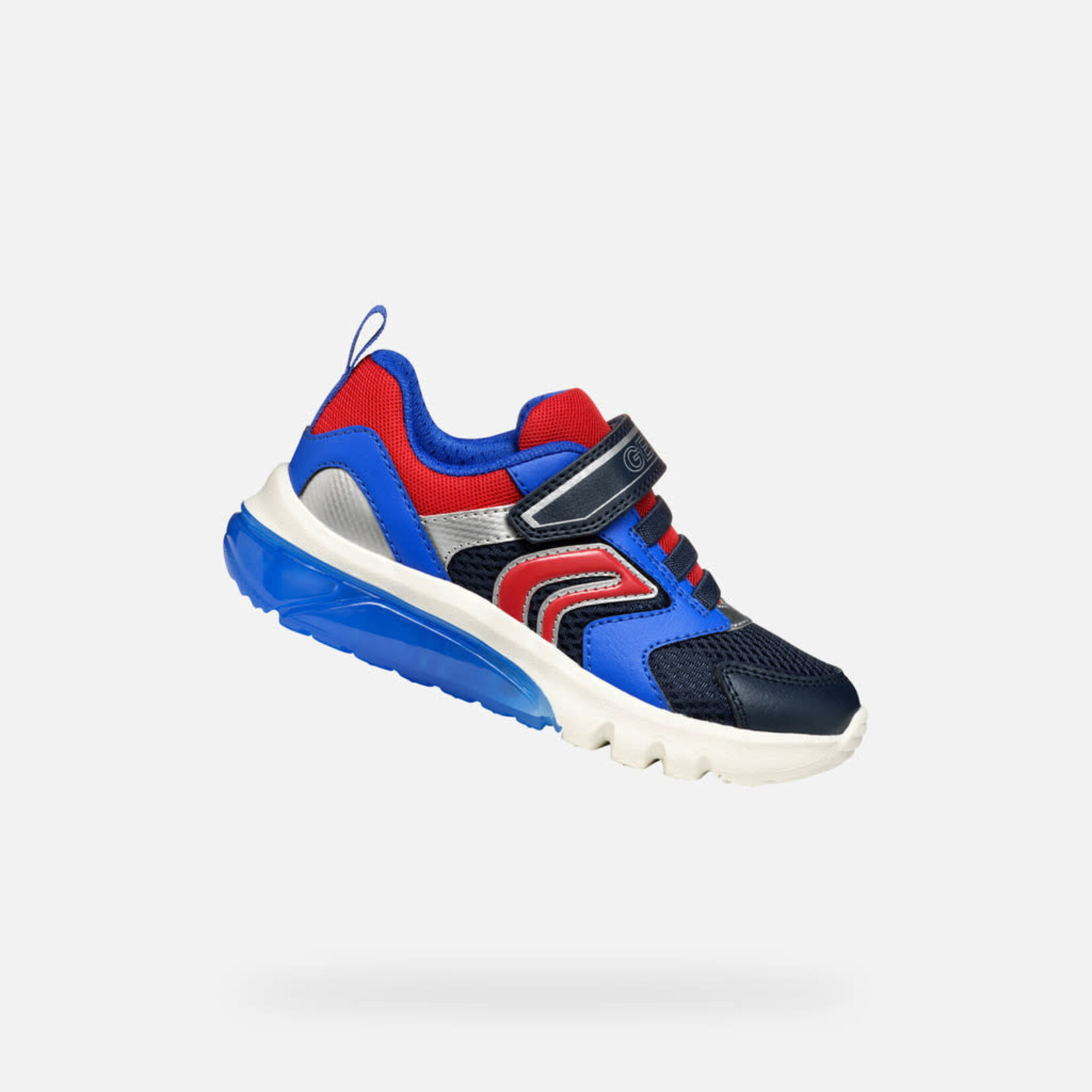 Geox GEOX - Sneaker with luminous sole 'J. Ciberdron C - Mesh + Geobuck' - Navy/Dark Red