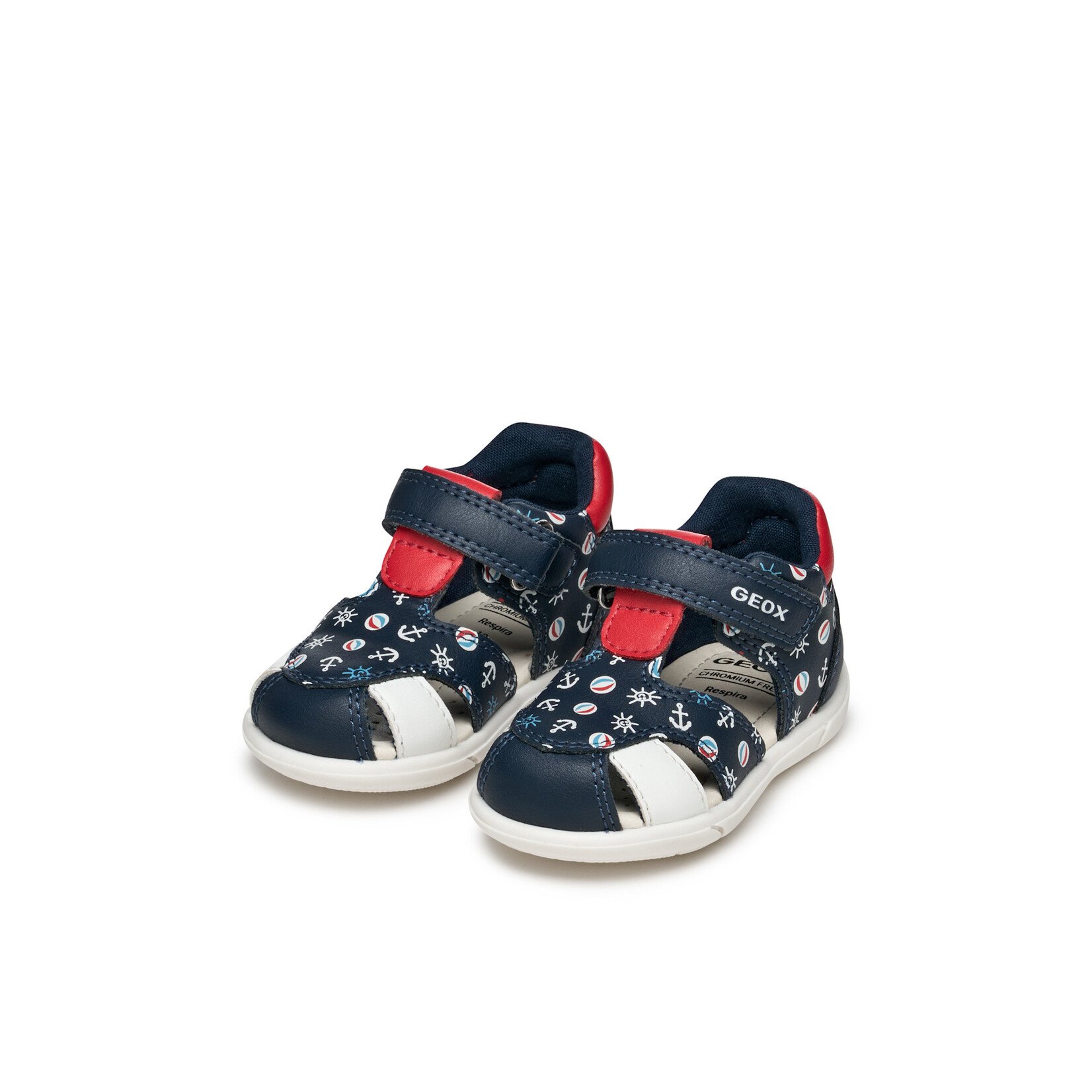 Geox GEOX - Sandales en cuir à bout fermé 'Zapito - Marine/Rouge'